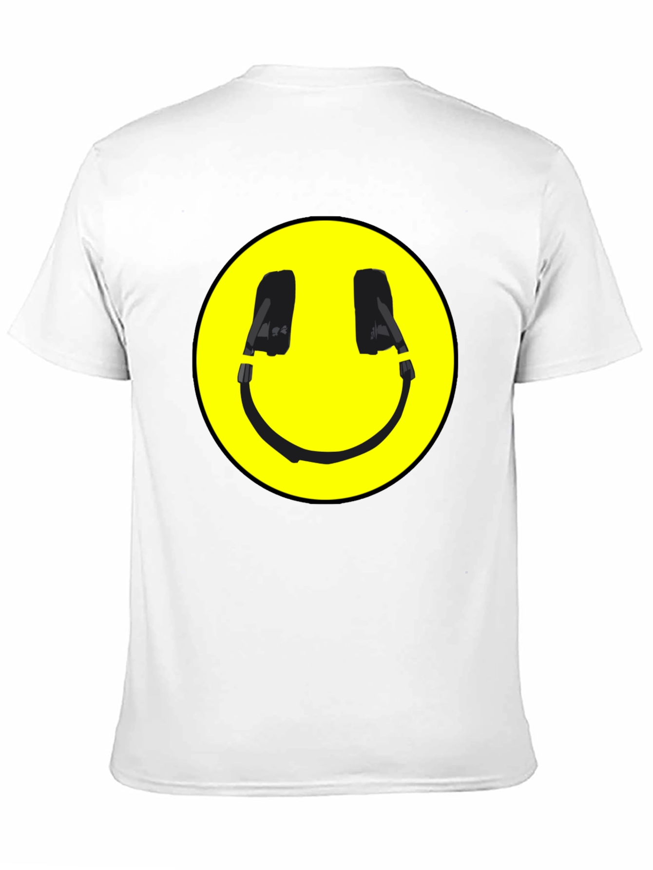 Black Smiley Face Headphone Graphic Black T-Shirt view 11