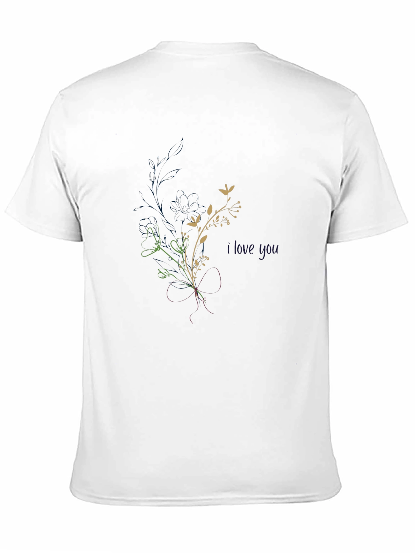 Black Floral Graphic Black T-Shirt - I Love You Design view 11