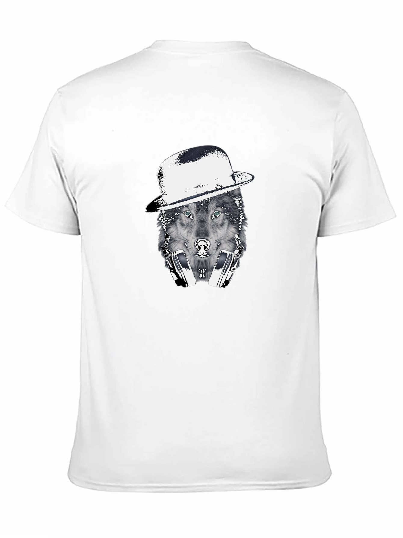 Black Wolf in Hat Graphic T-Shirt view 11