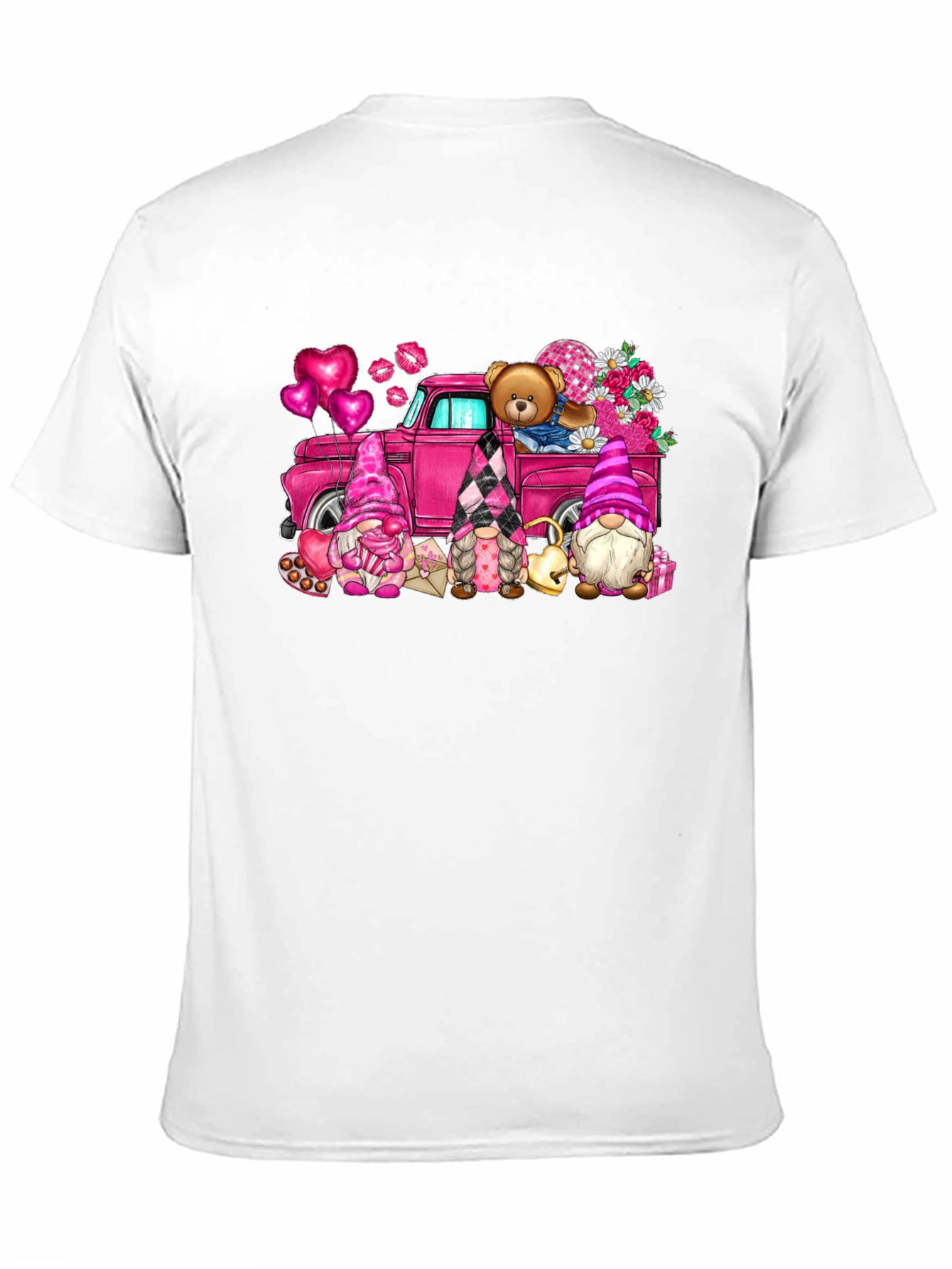 Black Valentine's Day Gnomes Truck T-Shirt view 11
