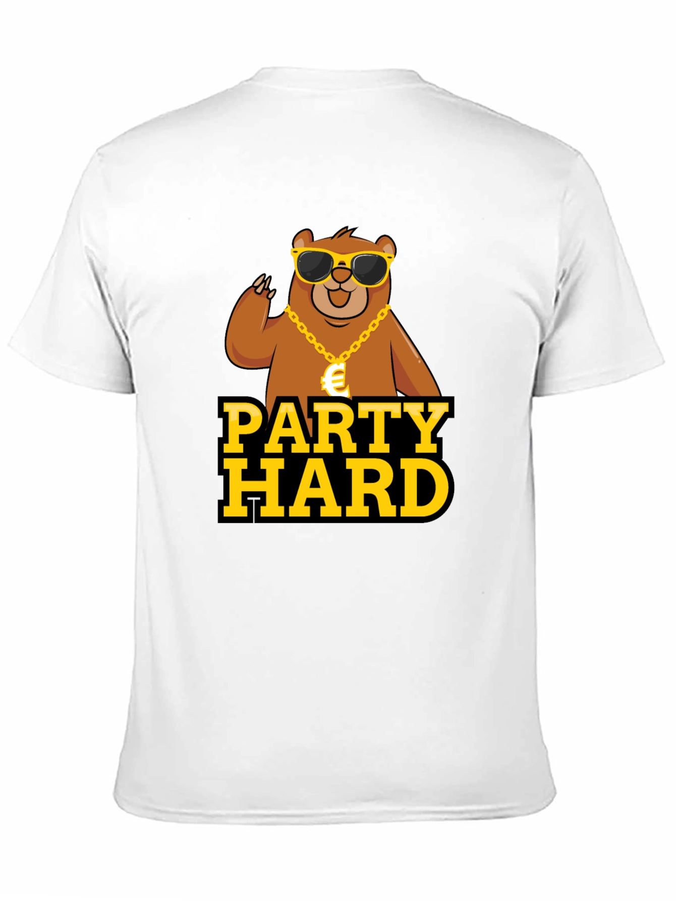 Black Party Hard Bear Graphic Tee - Black Cotton T-Shirt view 11