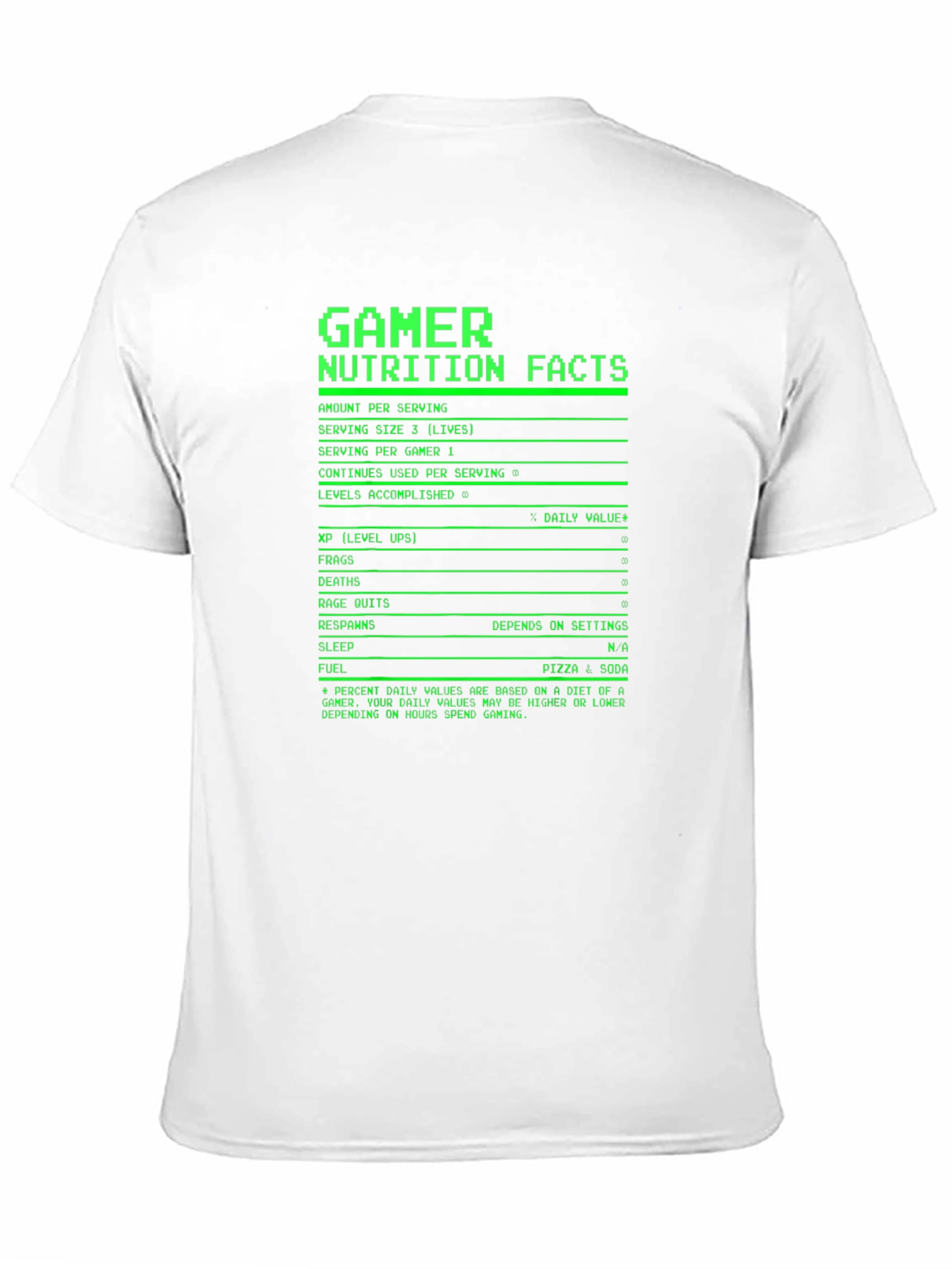 Black Gamer Nutrition Facts T-Shirt - Black view 11