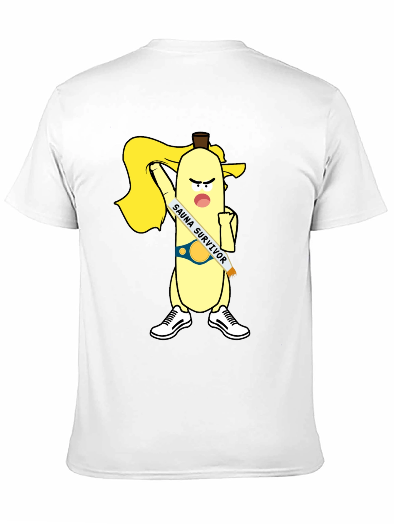 Black Sauna Survivor Banana Cartoon Tee view 11