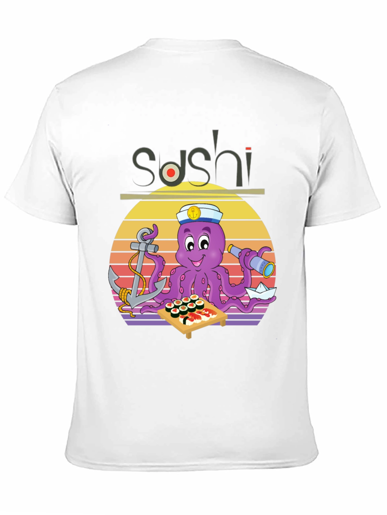 Black Sushi Octopus Graphic T-Shirt - Fun Nautical Design view 11