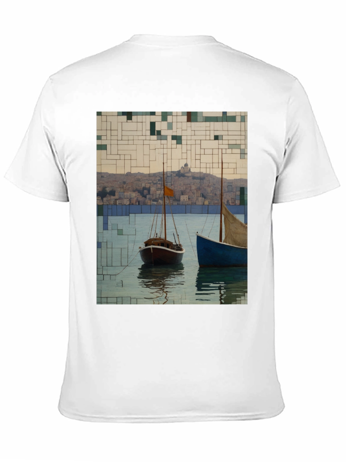 Black Abstract Sailboats T-Shirt view 11
