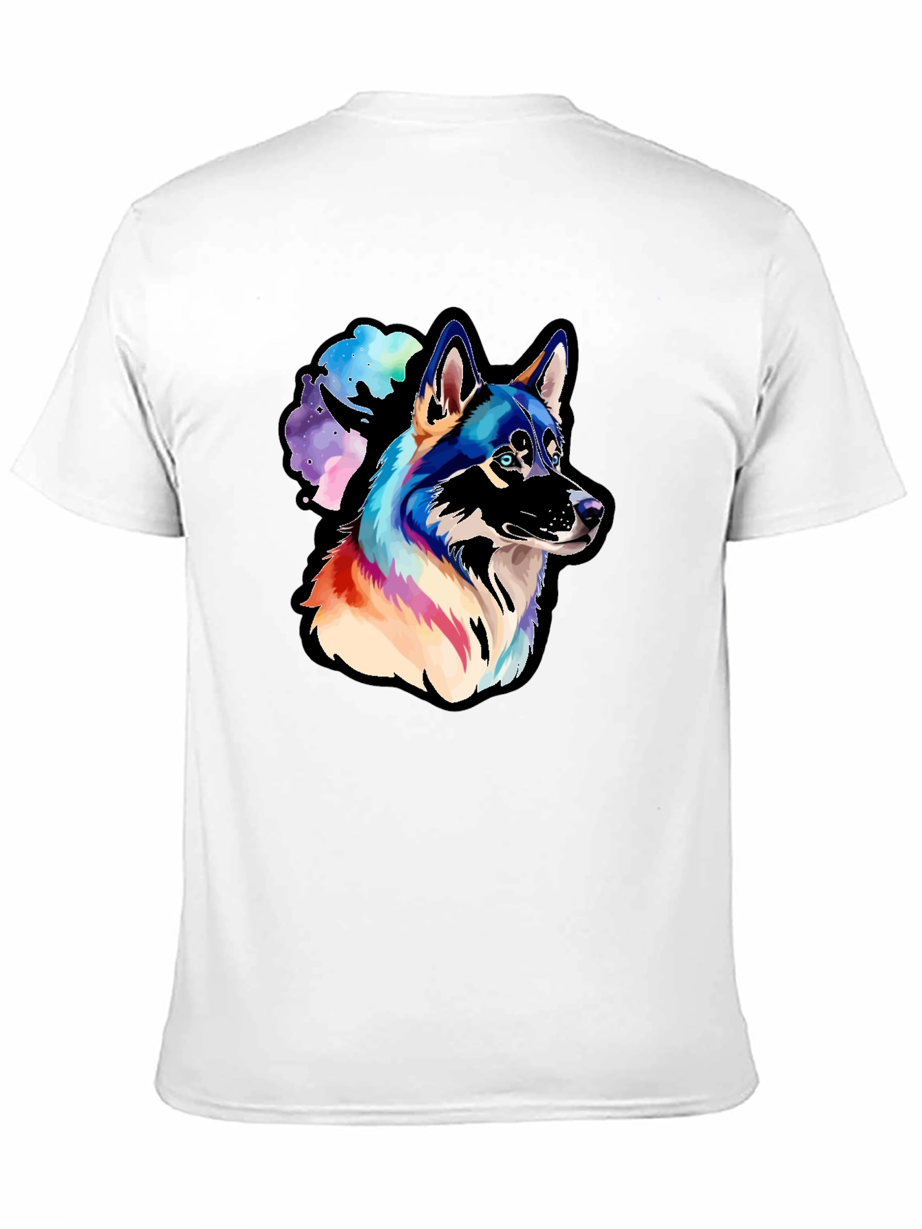 Black Husky Watercolor Men's Graphic T-Shirt view 11