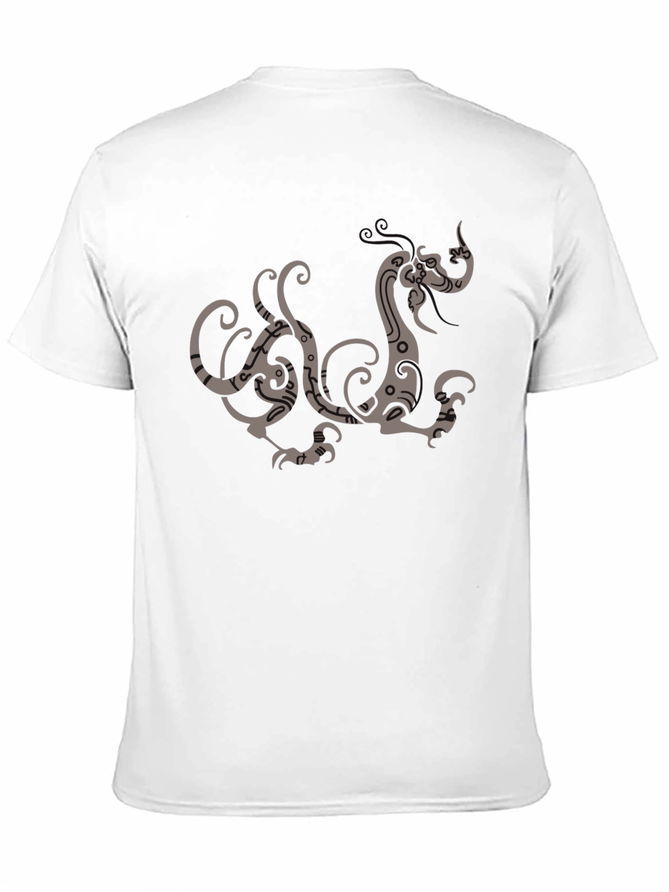 Black Tribal Dragon Graphic Tee - Black Cotton Casual Shirt view 11