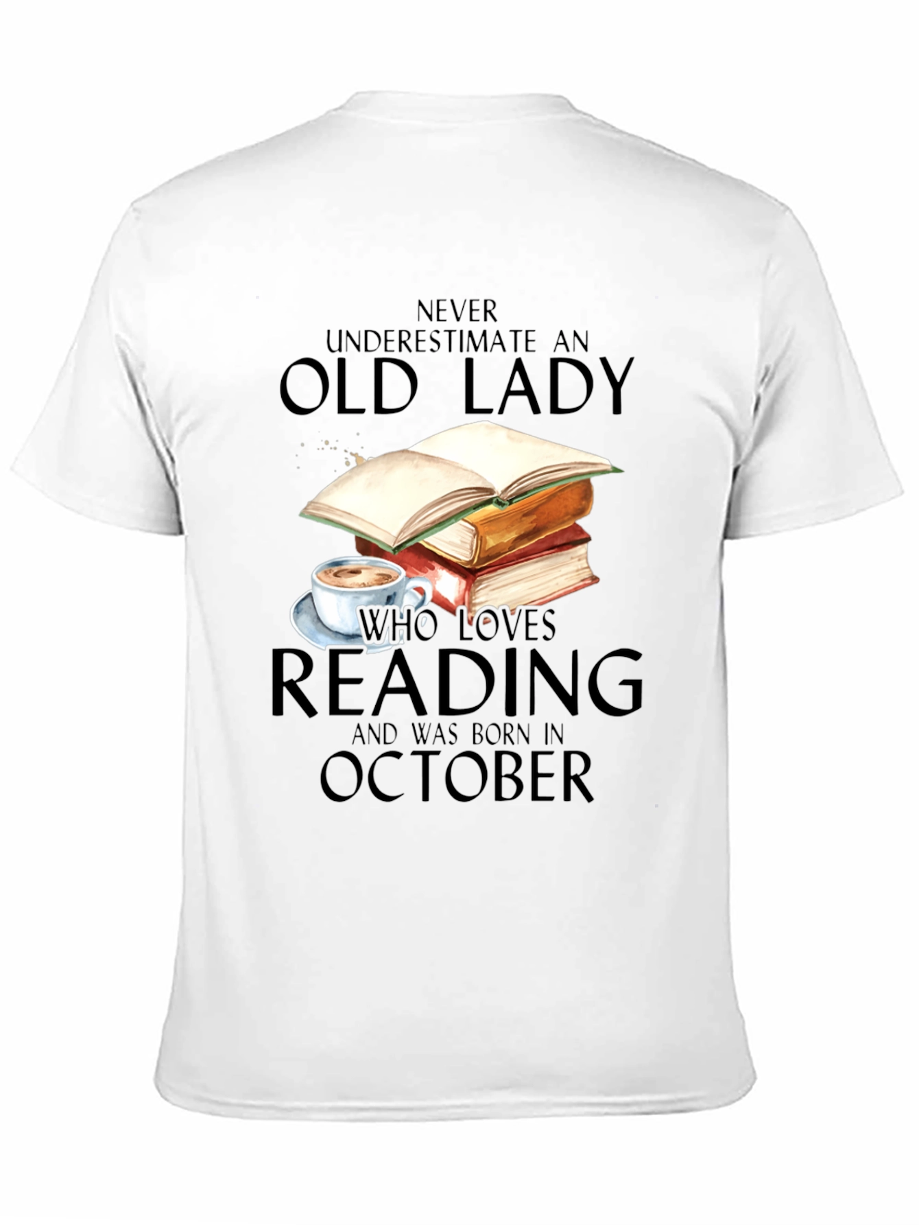 Black Old Lady Who Loves Reading October Birthday T-Shirt view 11