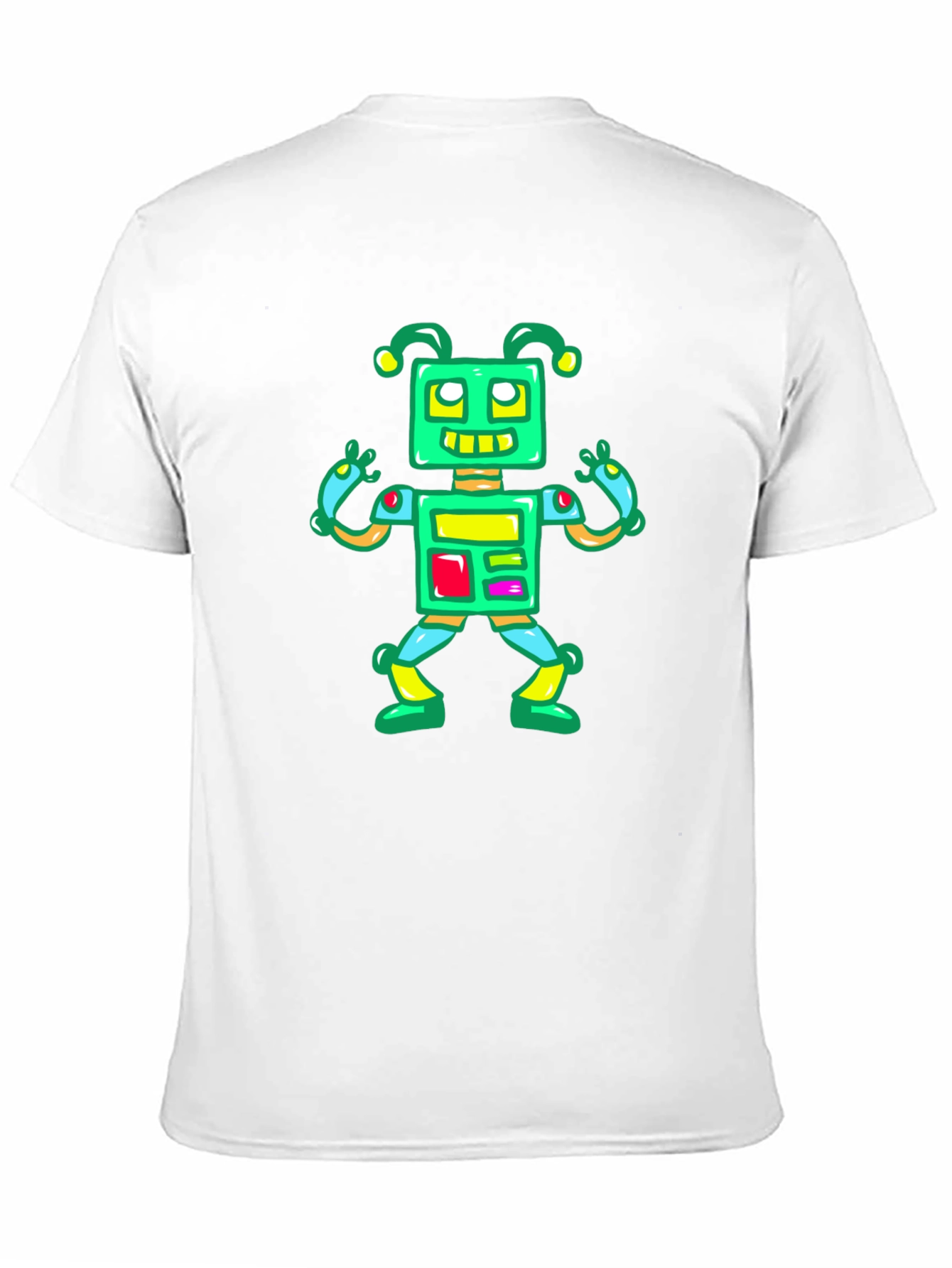 Black Fun Robot Graphic Tee - Black Cotton Casual Shirt view 11