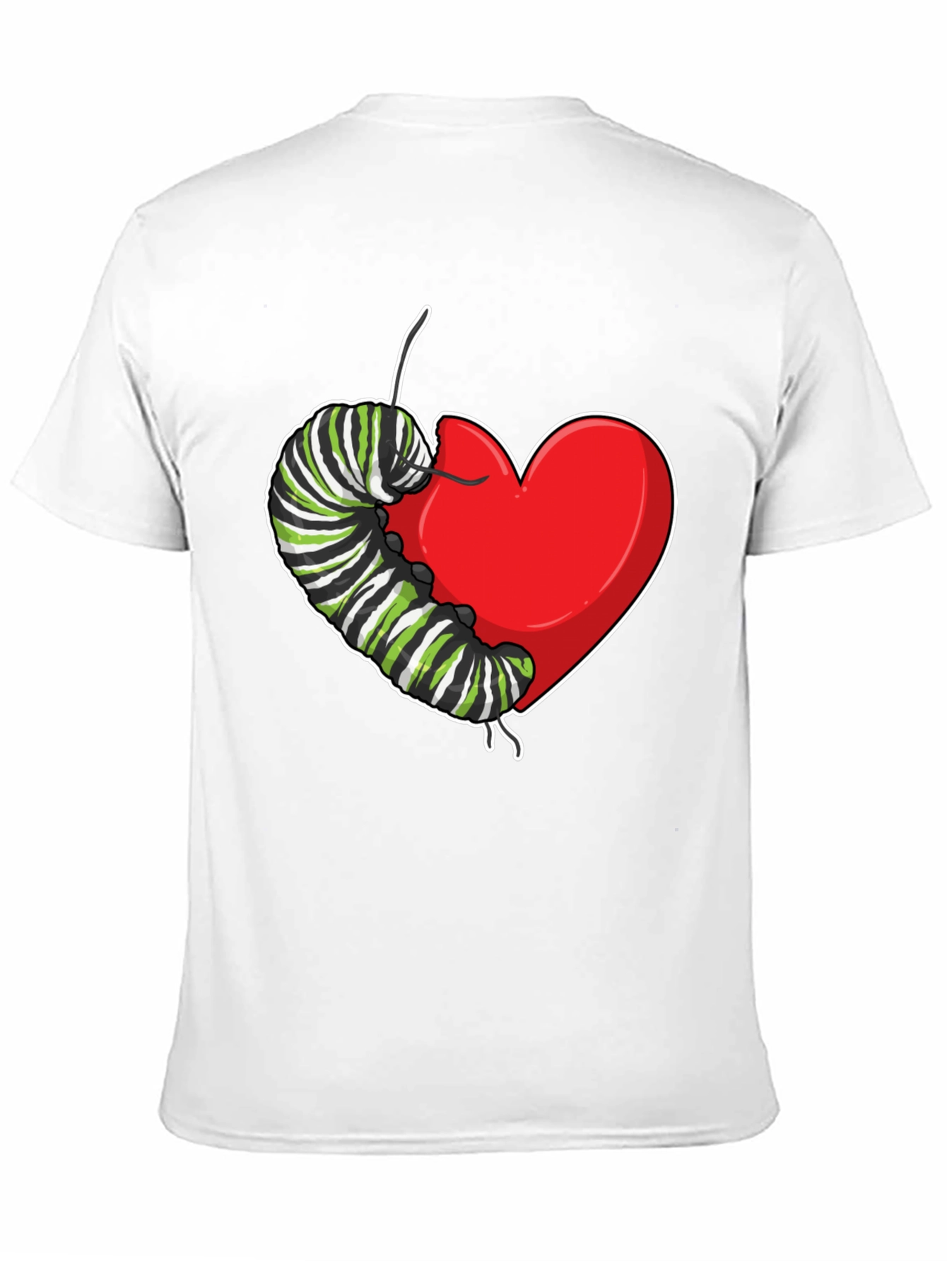 Black Caterpillar Heart Graphic T-Shirt - Soft Cotton view 11