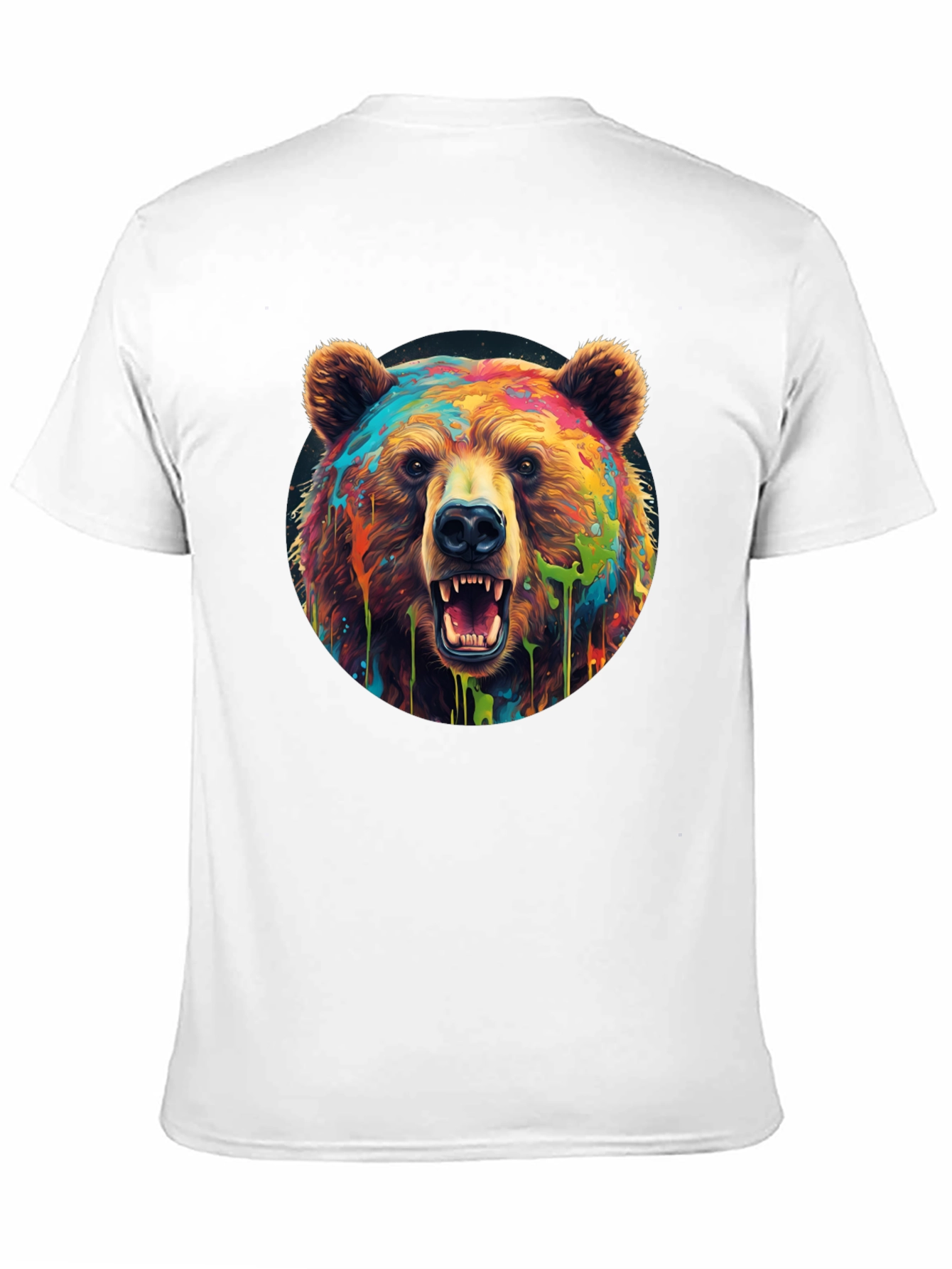 Black Colorful Bear Graphic T-Shirt - Men's Black Tee view 11