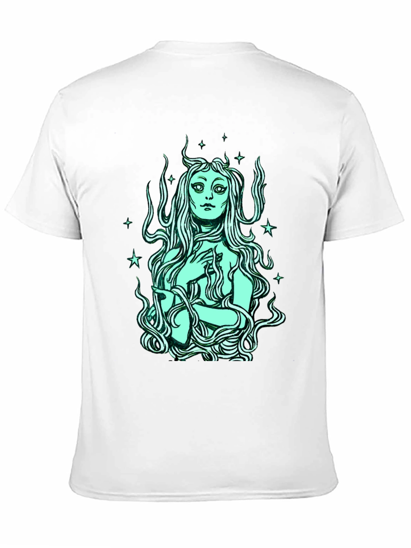Black Mystic Mermaid Graphic Tee - Black Cotton Blend view 11