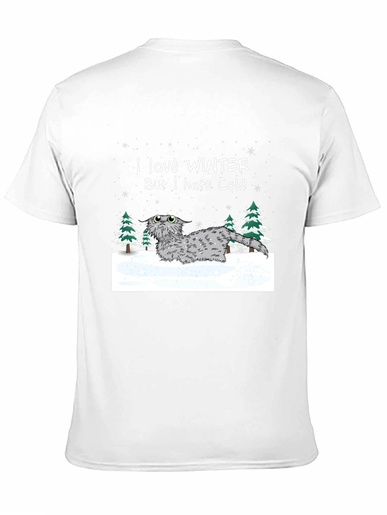 Black Winter Cat T-Shirt - I Love Winter But I Hate Cold view 11