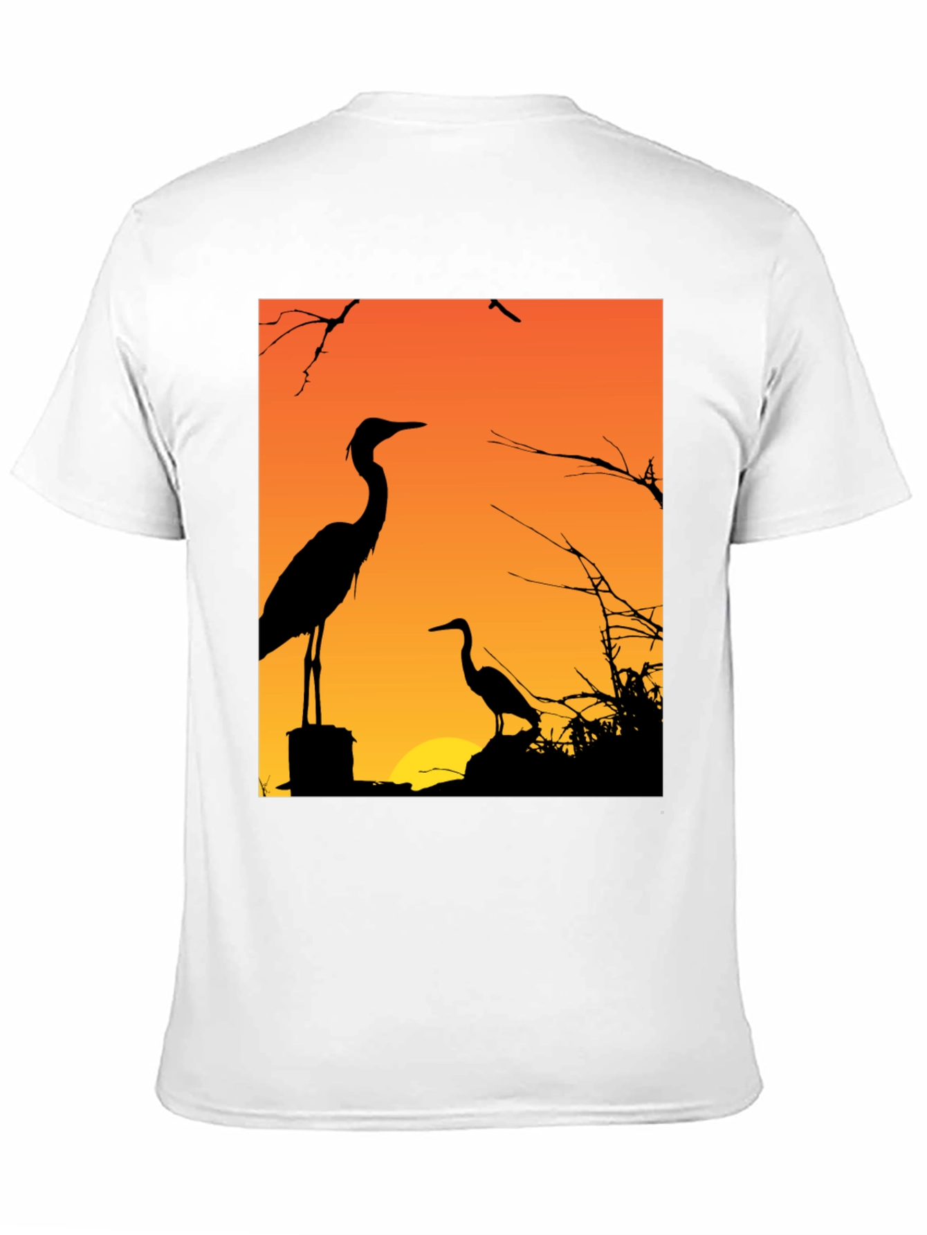 Black Heron Sunset Graphic Tee - Black Cotton T-Shirt view 11