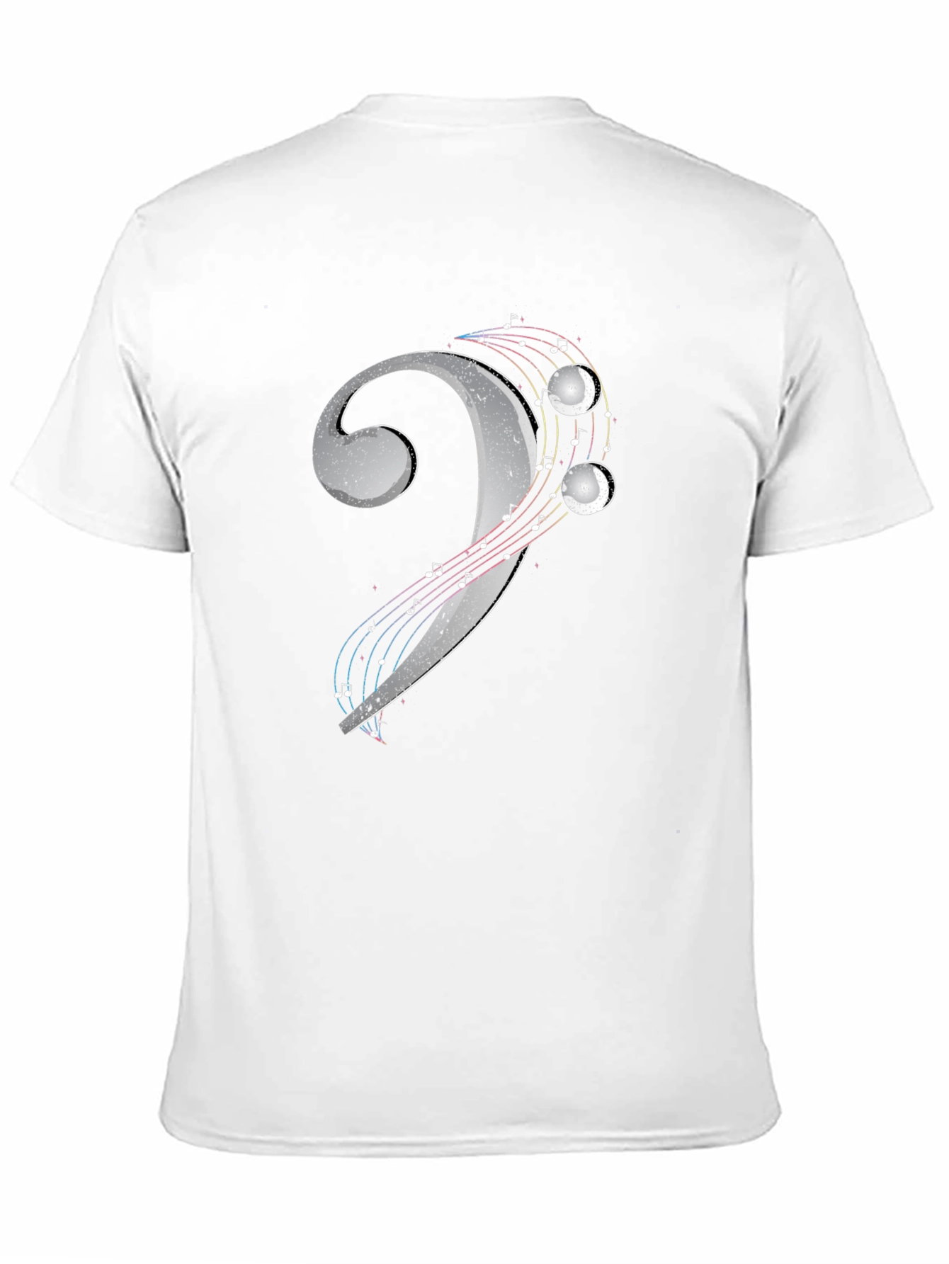 Black Bass Clef Music Notes T-Shirt - Black view 11