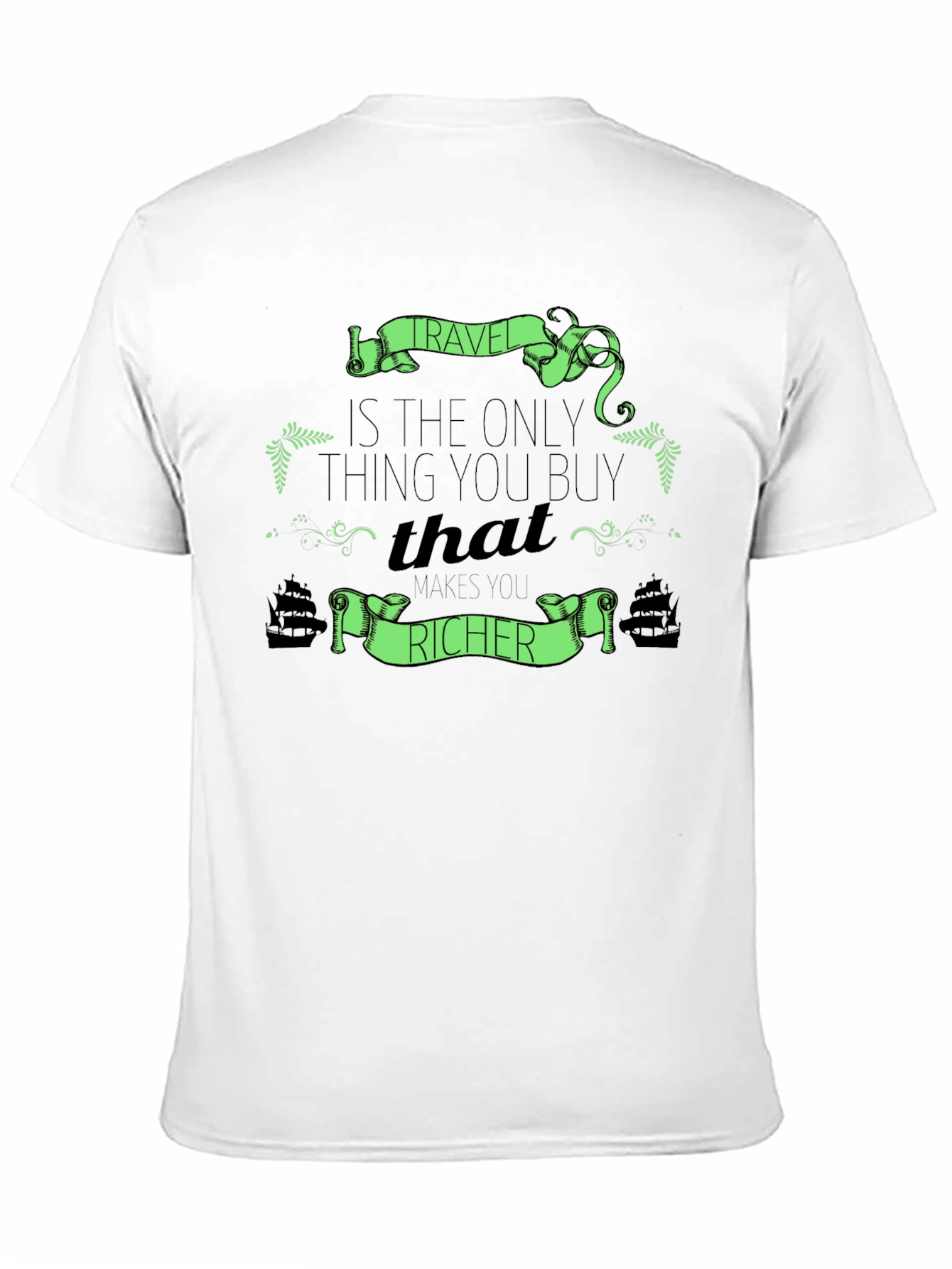 Black Travel Makes You Richer Black T-Shirt view 11