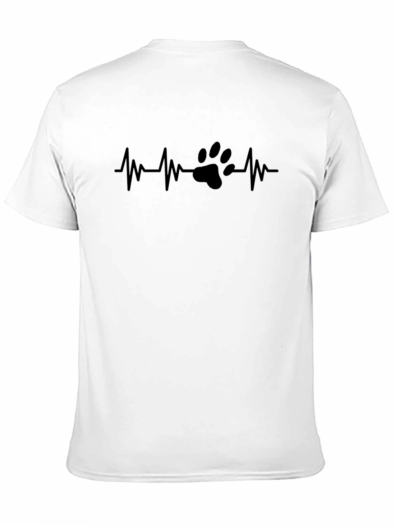 Black Paw Print Heartbeat T-Shirt - Black Cotton Tee view 11