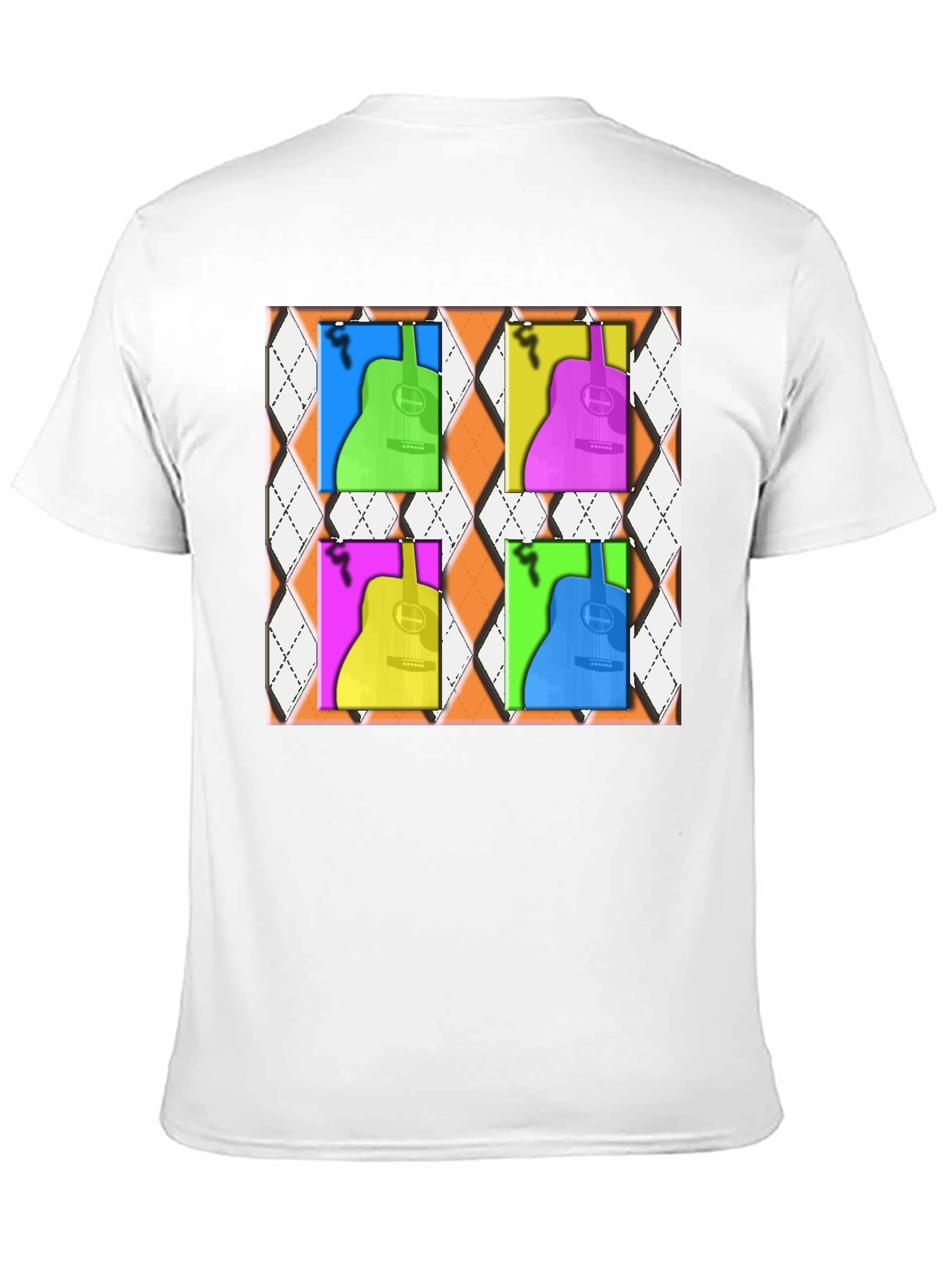 Black Pop Art Guitar T-Shirt - Modern Musical Design view 11