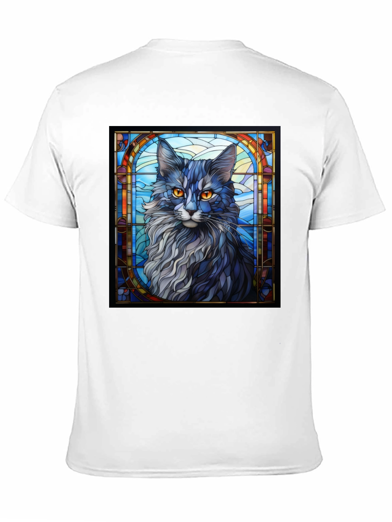 Black Stained Glass Cat Graphic Tee - Unique Design view 11