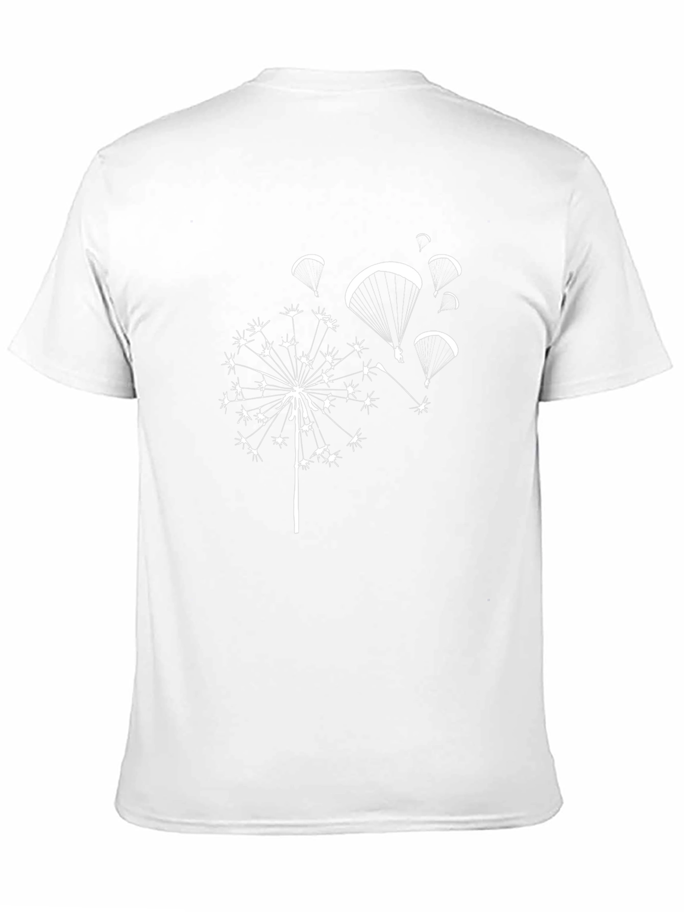 Black Dandelion Paraglide Black Tee - Nature Inspired Design view 11