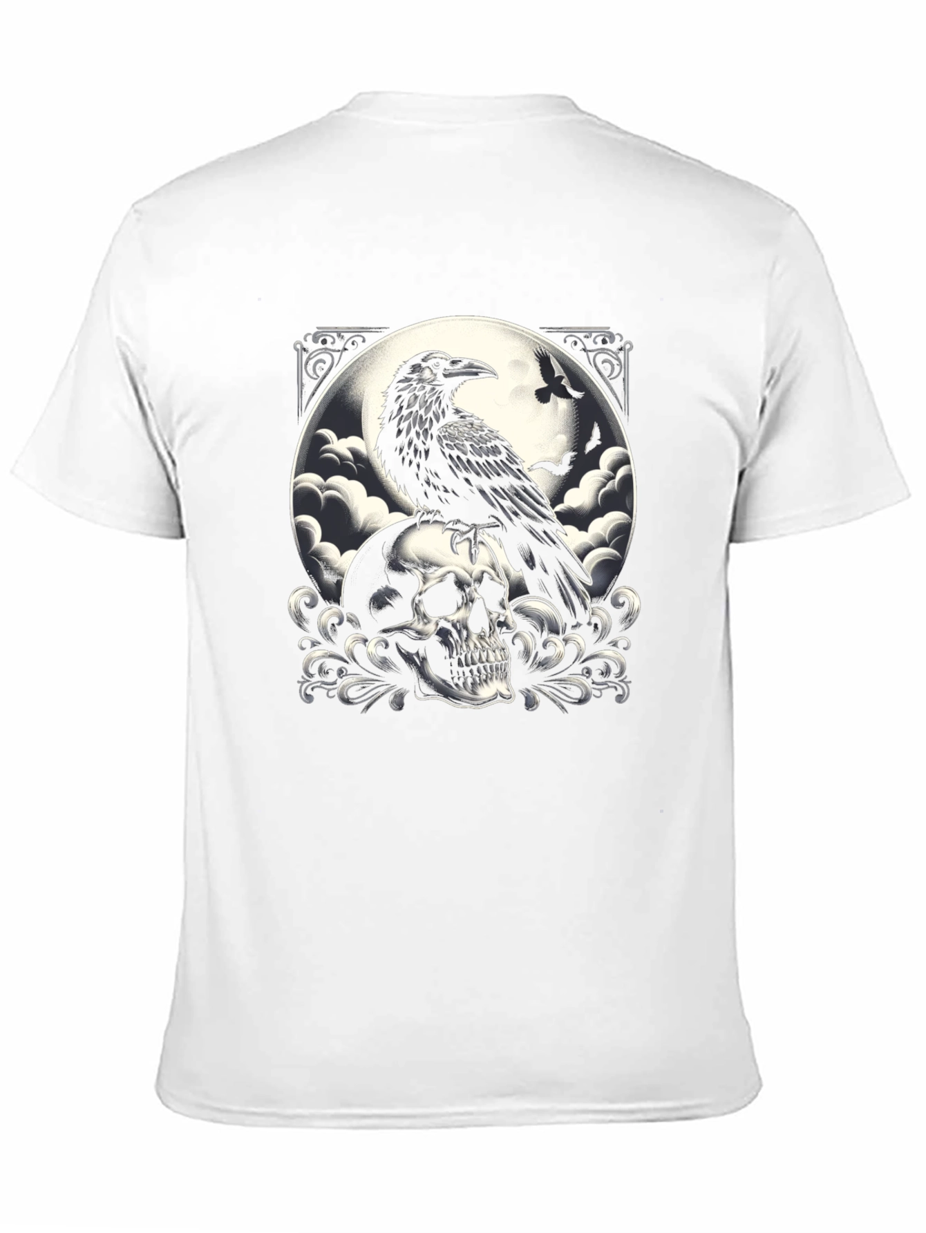 Black Raven Skull Graphic Tee - Dark Gothic Style view 11