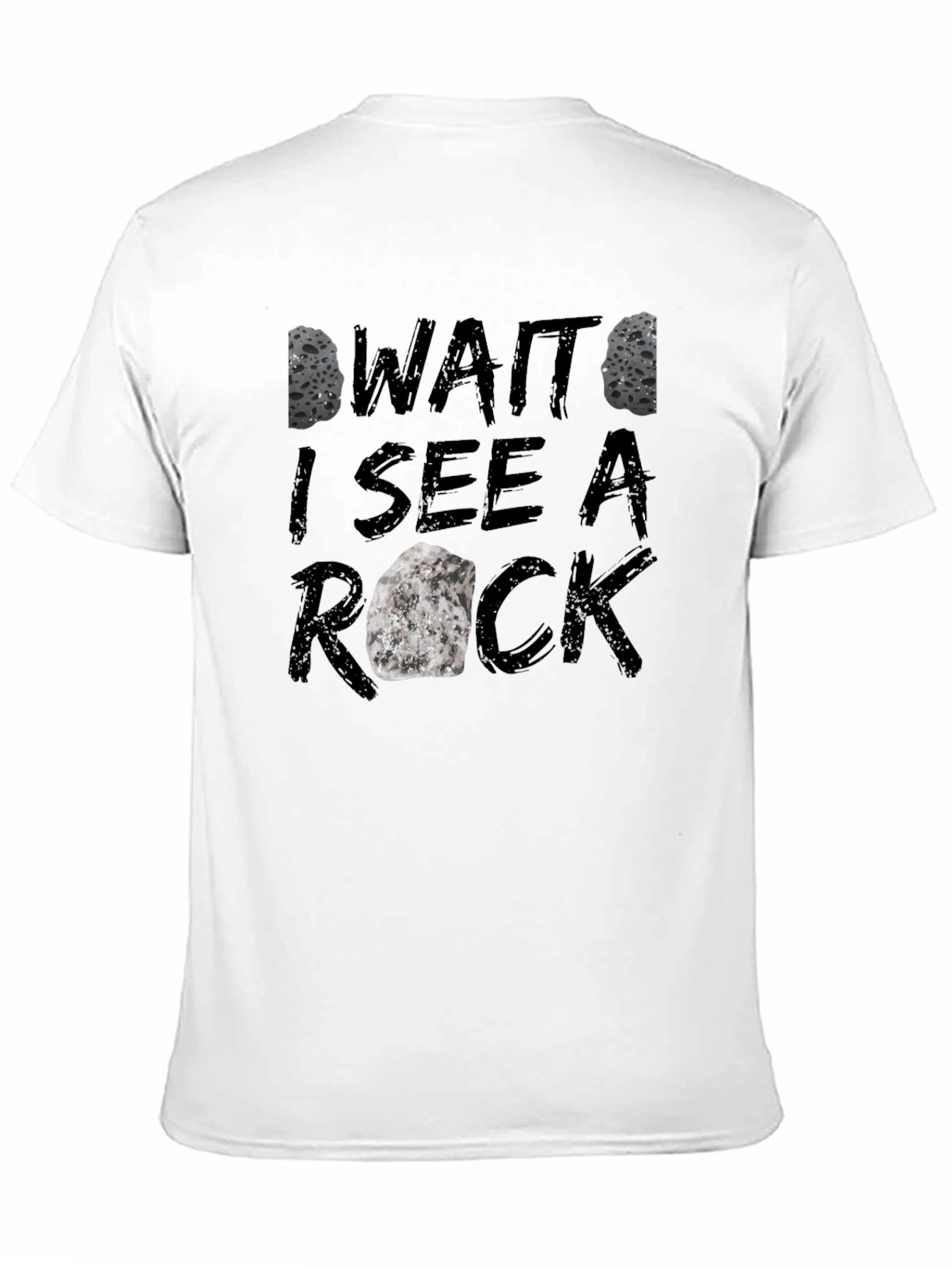 Black Funny Rock Lover Graphic Tee - 'Wait I See A Rock' T-Shirt view 11