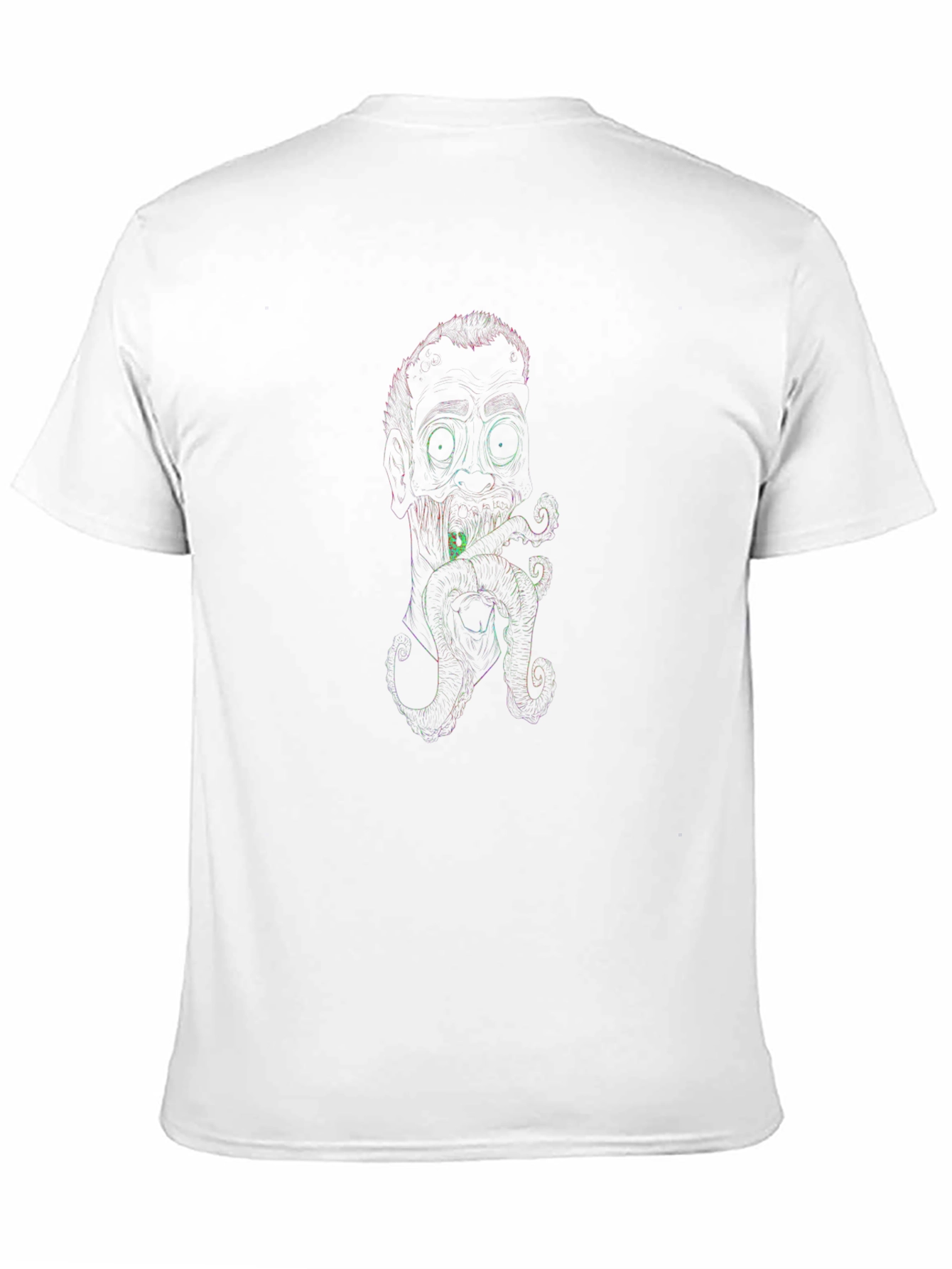 Black Neon Line Art Octopus Man Black T-Shirt view 11
