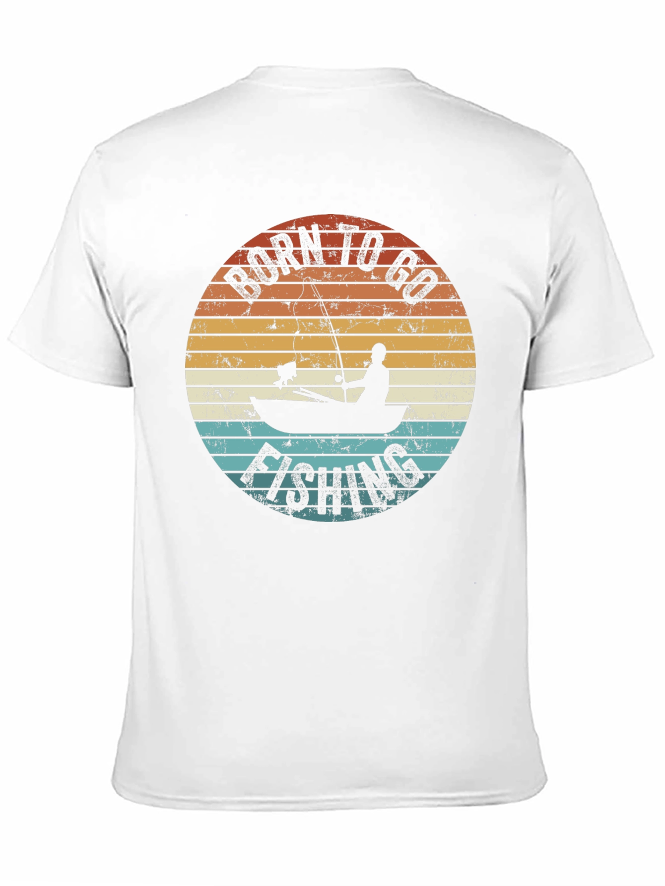Black Born To Go Fishing T-Shirt - Retro Fisherman Design view 11