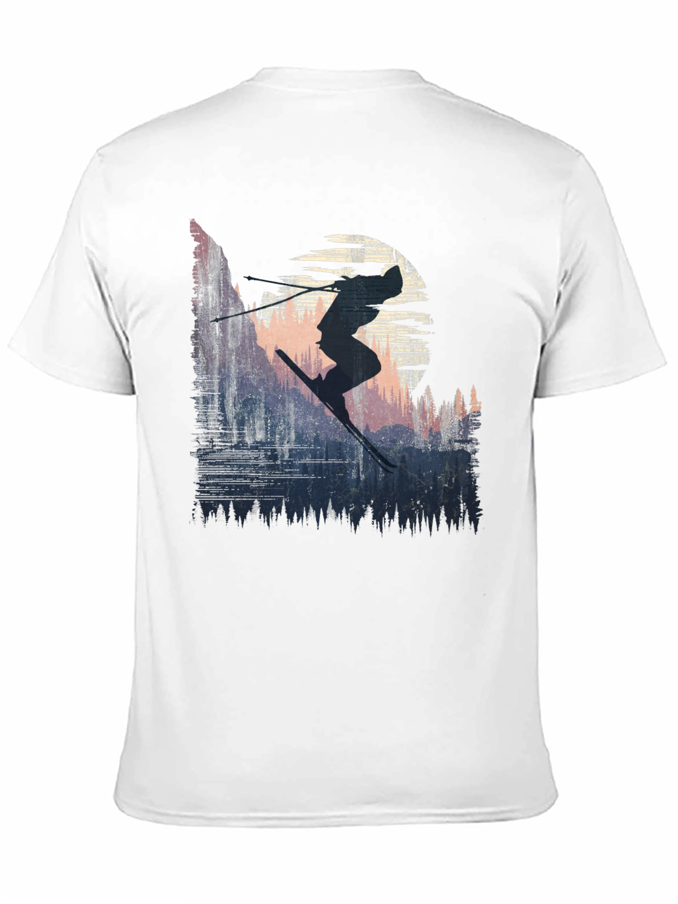 Black Skier Silhouette Graphic Tee - Black Cotton T-Shirt view 11