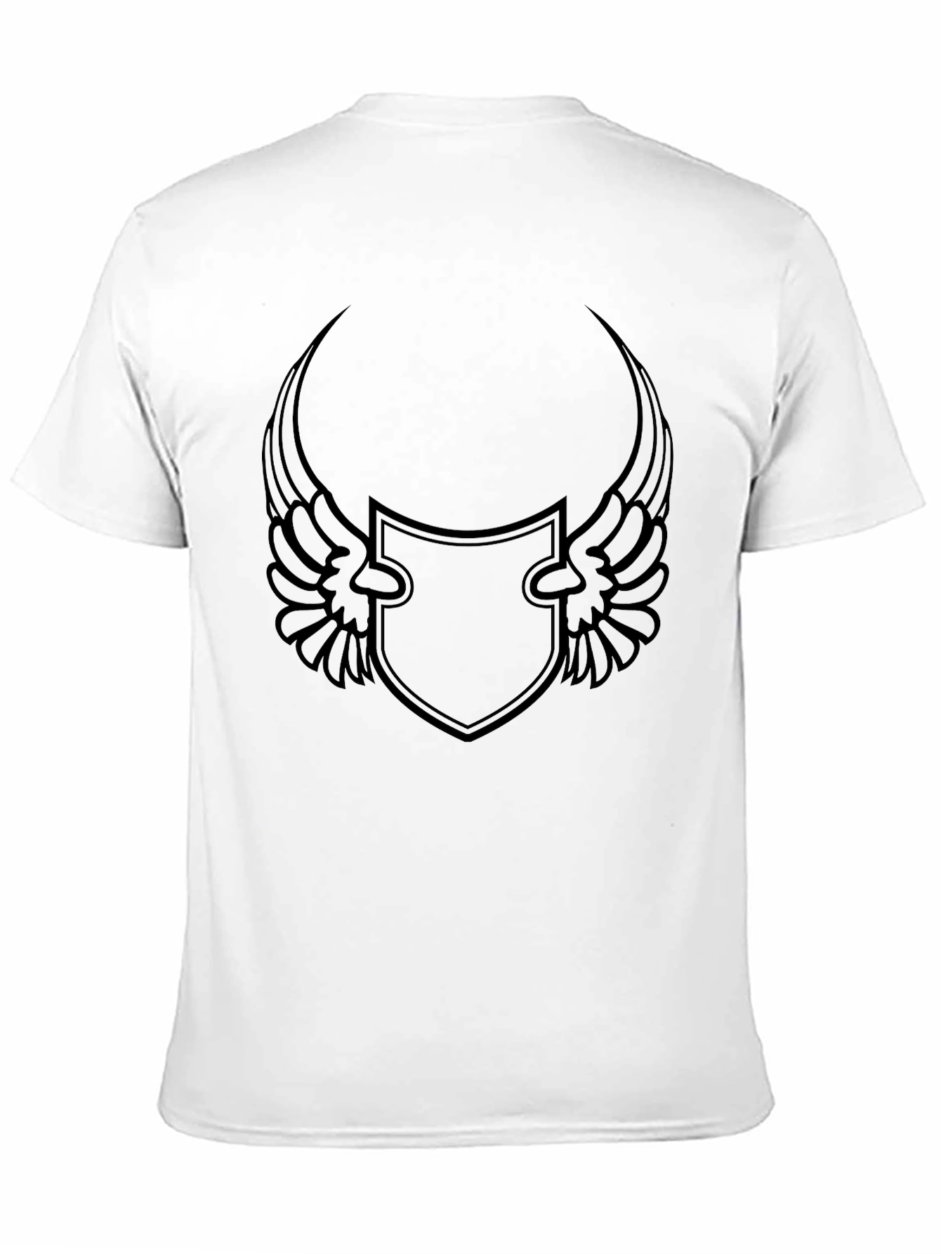 Black Men's Black Graphic Tee - Winged Shield Design view 11