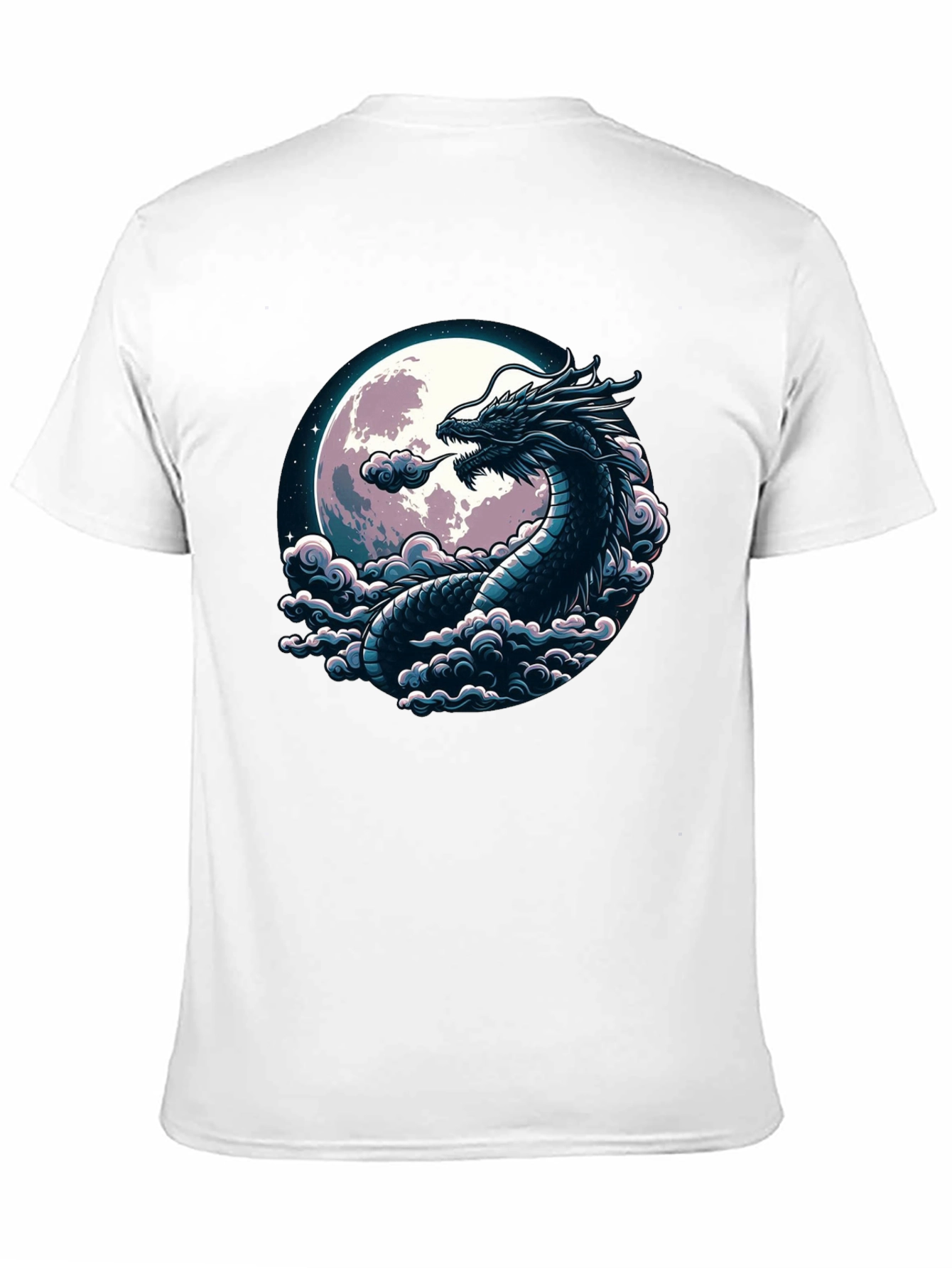 Black Dragon Moon Graphic Tee - Black Cotton T-Shirt view 11