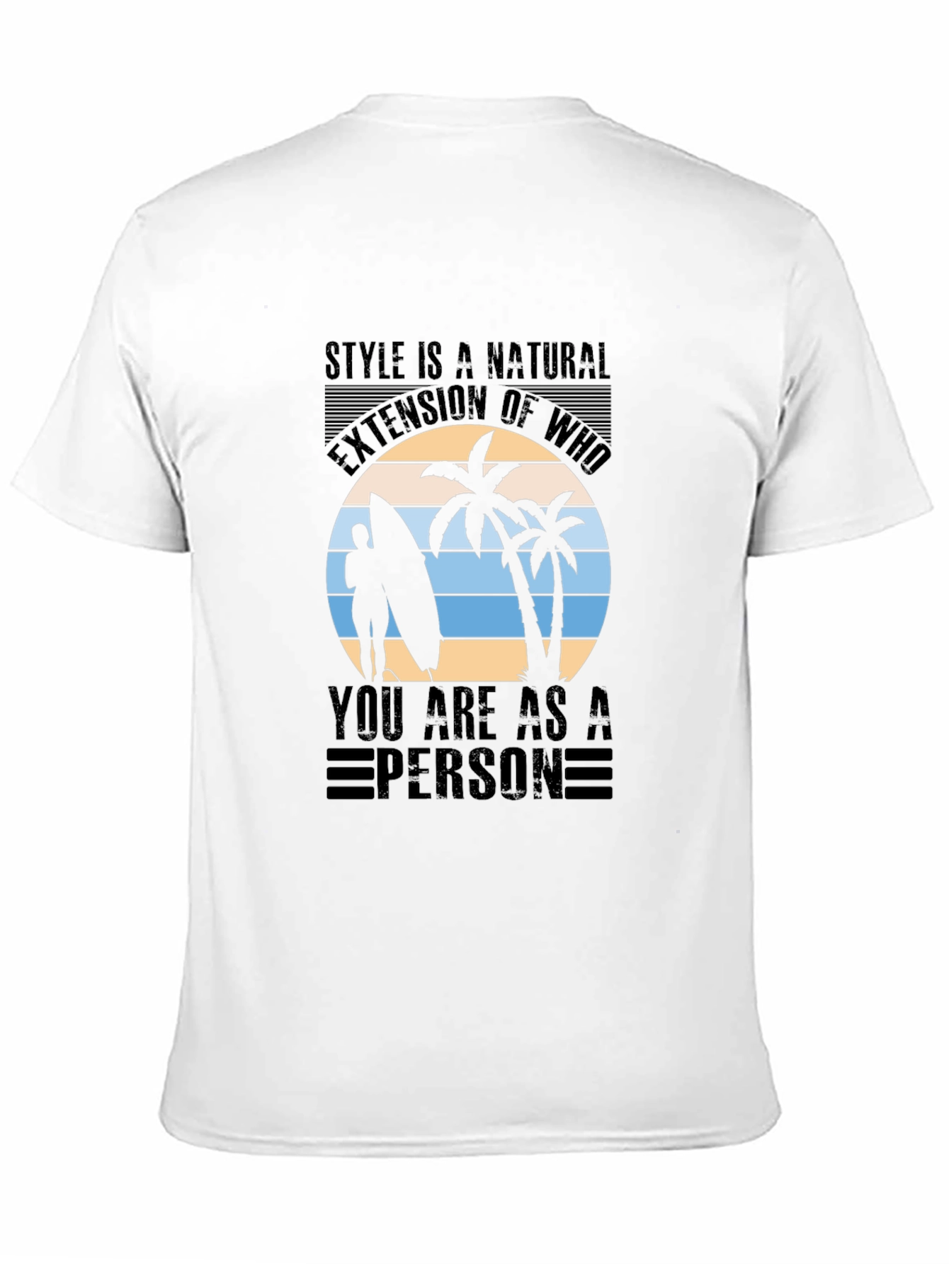 Black Stylish Black T-Shirt with Tropical Beach Graphic view 11