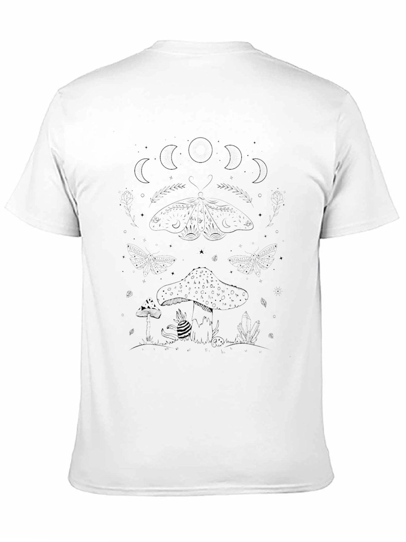 Black Mushroom Moth Graphic Tee view 11