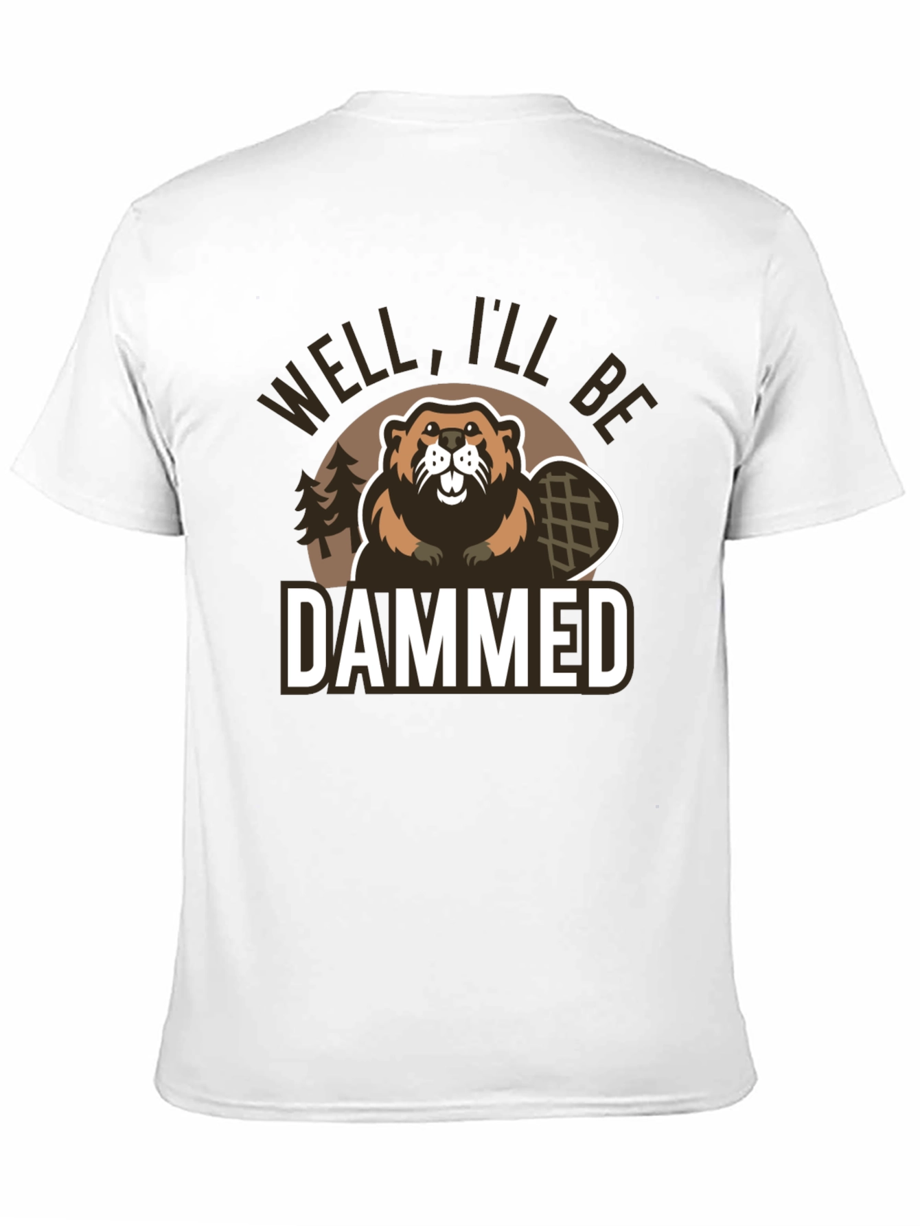 Black Well I'll Be Dammed Funny Beaver Graphic T-Shirt view 11