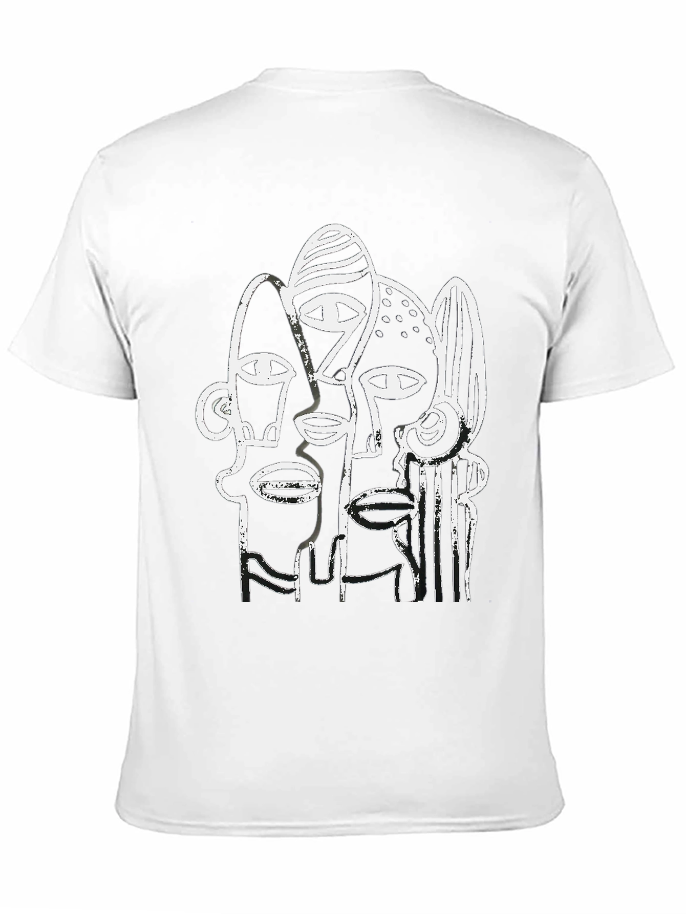 Black Abstract Faces Graphic Tee - Modern Art Shirt view 11