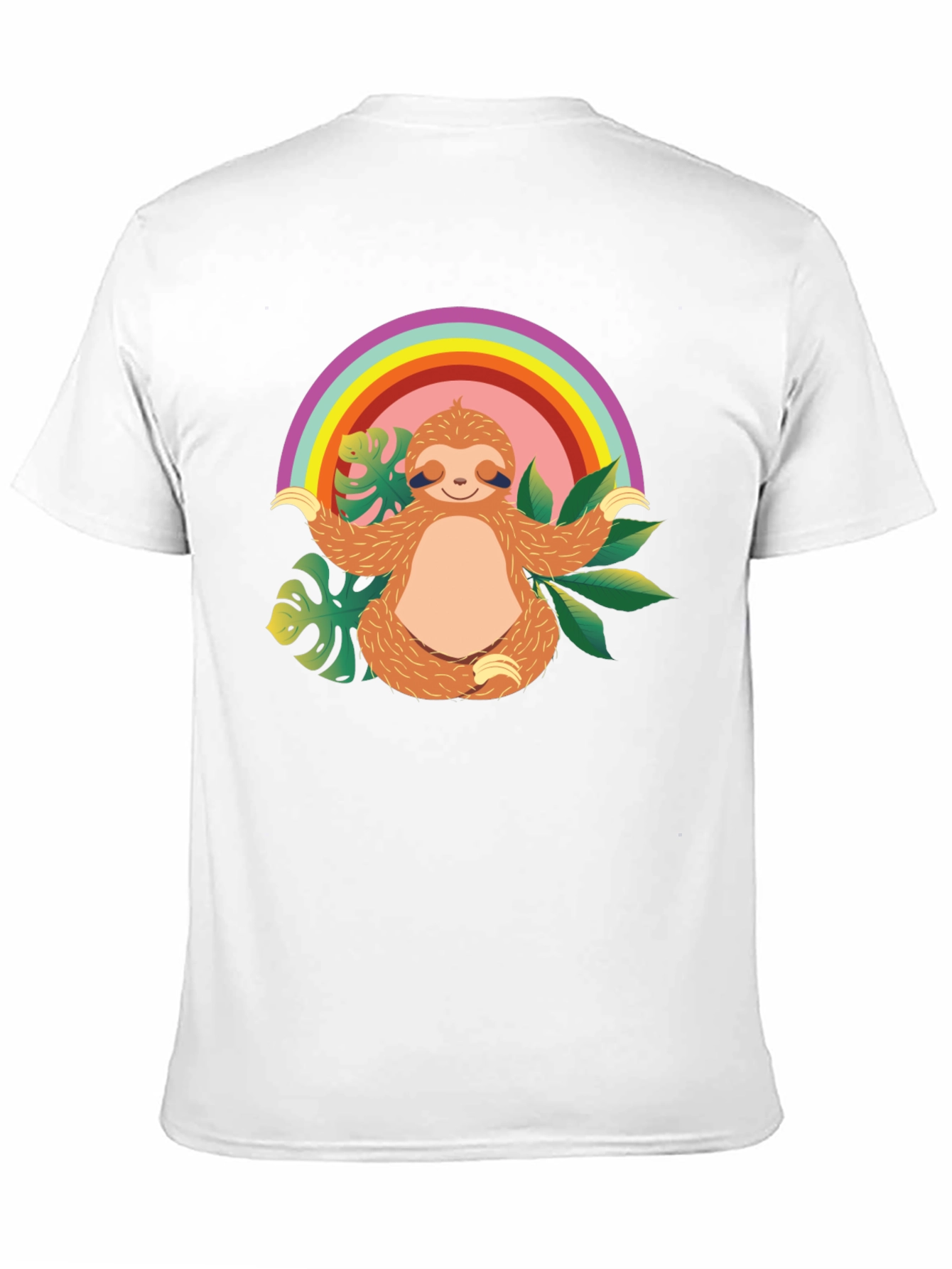Black Zen Sloth Rainbow T-Shirt - Relaxed & Comfy view 11