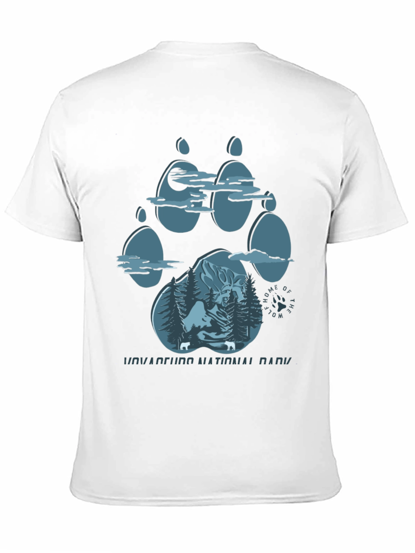 Black Wolf Paw Print National Park T-Shirt view 11