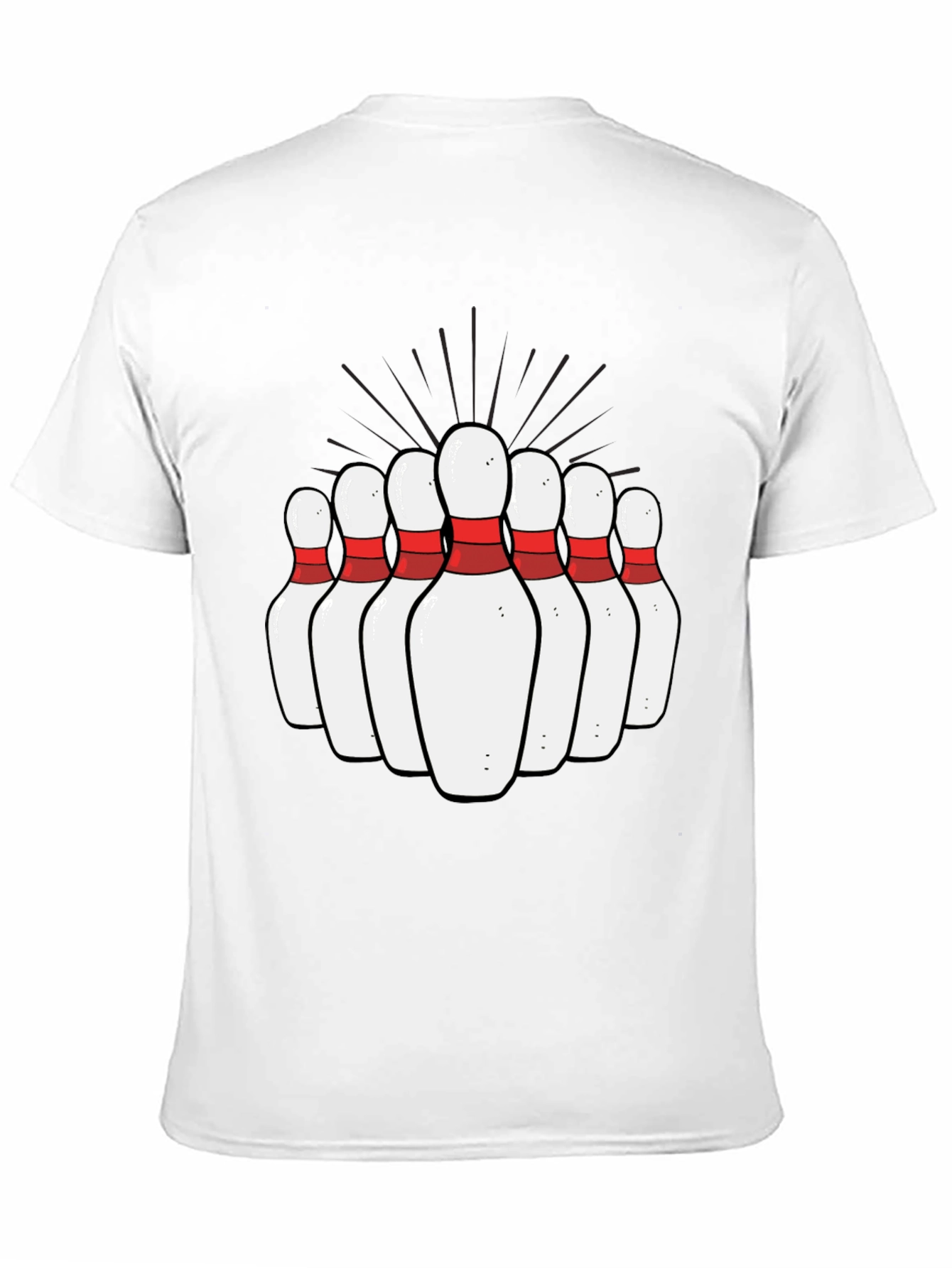 Black Bowling Pins Graphic Tee - Strike Design T-Shirt view 11