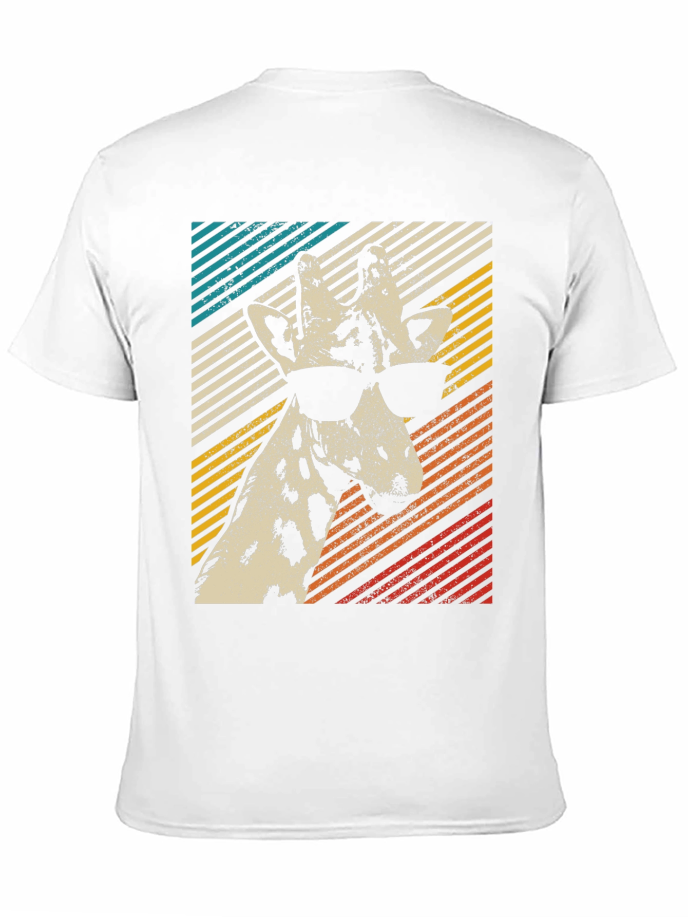 Black Cool Giraffe Retro Style Graphic T-Shirt view 11