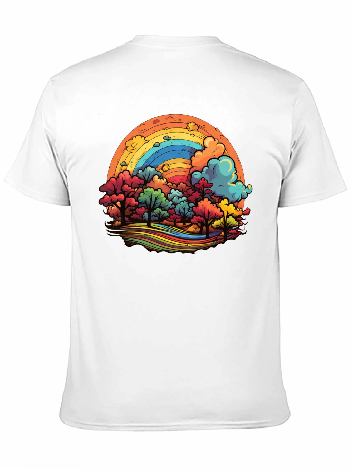 Black Rainbow Trees Graphic Black T-Shirt view 11
