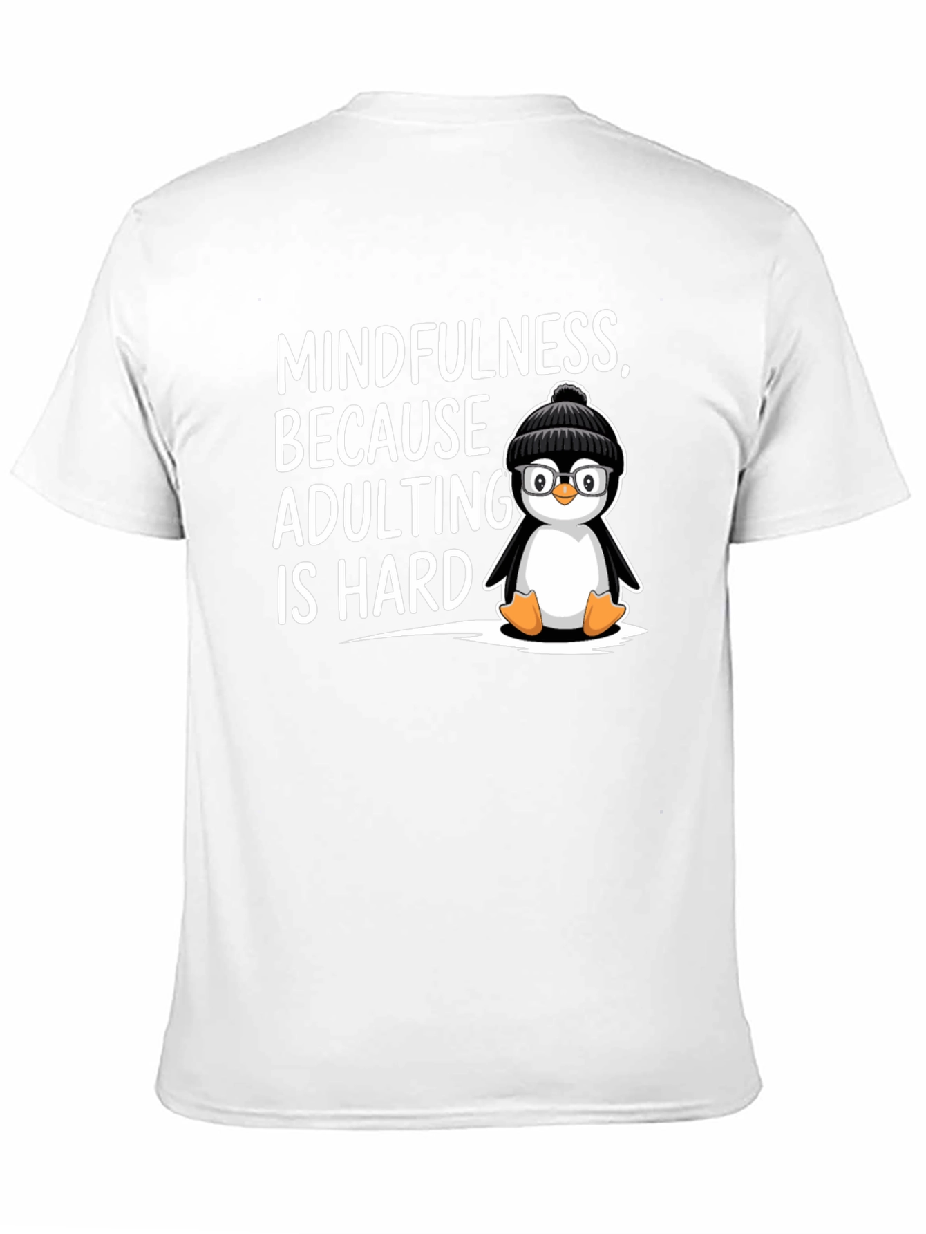 Black Mindfulness Penguin T-Shirt Adulting is Hard Humor Tee view 11