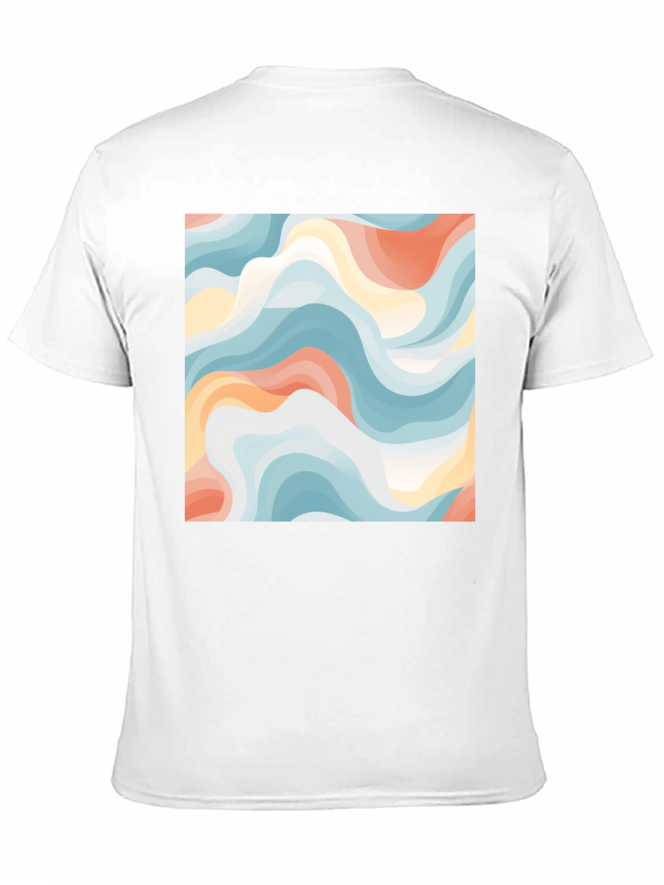 Black Abstract Wave Print Tee - Modern Art Shirt view 11