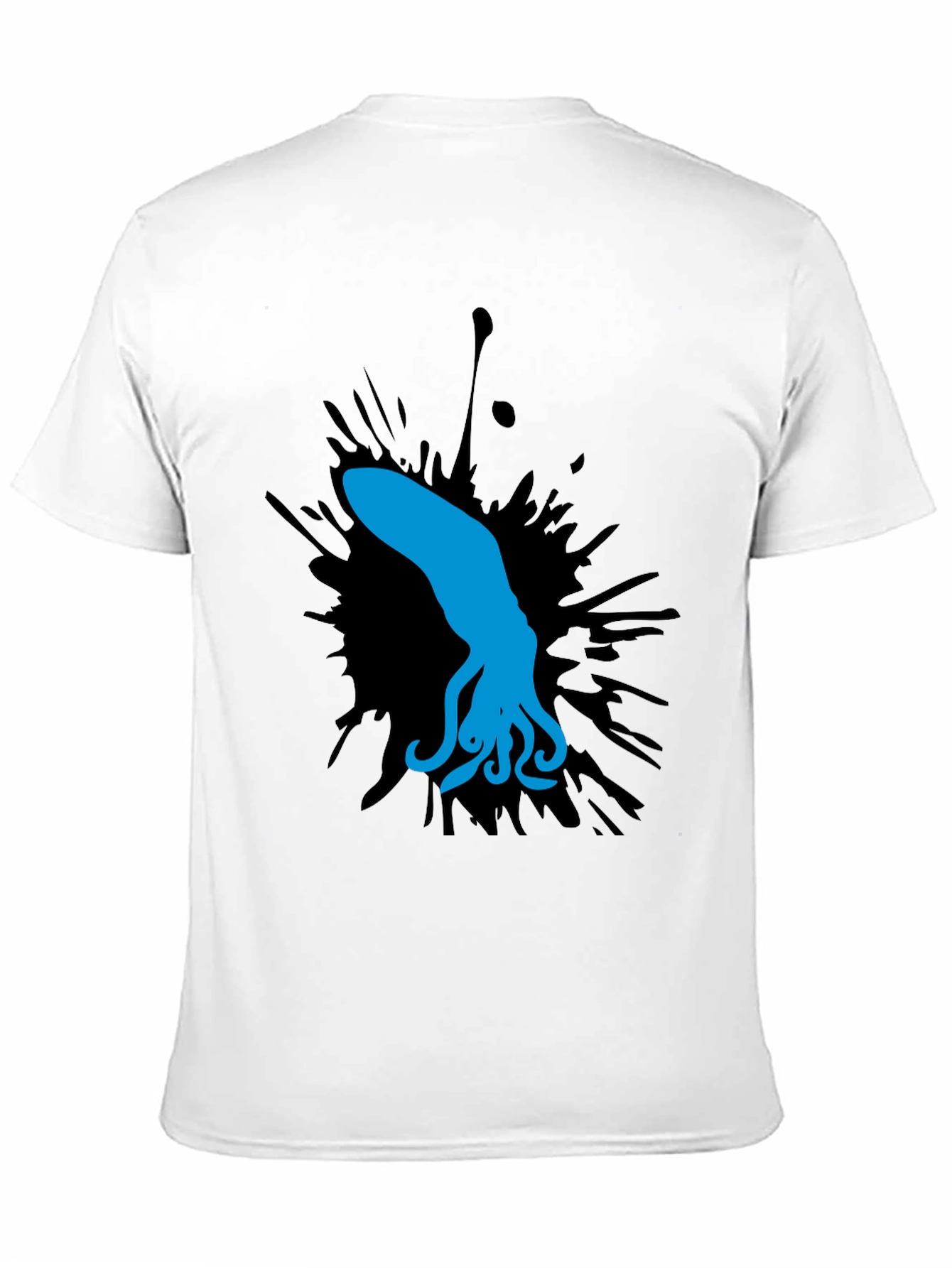 Black Blue Squid Graphic Tee - Black Cotton Shirt view 11