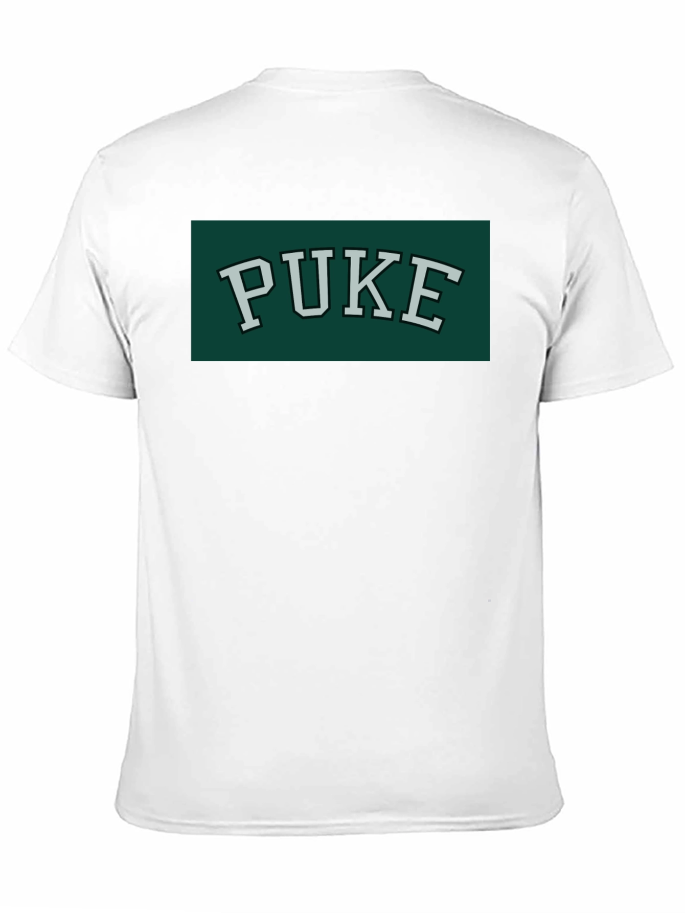 Black PUKE Text Tee - Retro College Style Graphic T-Shirt view 11