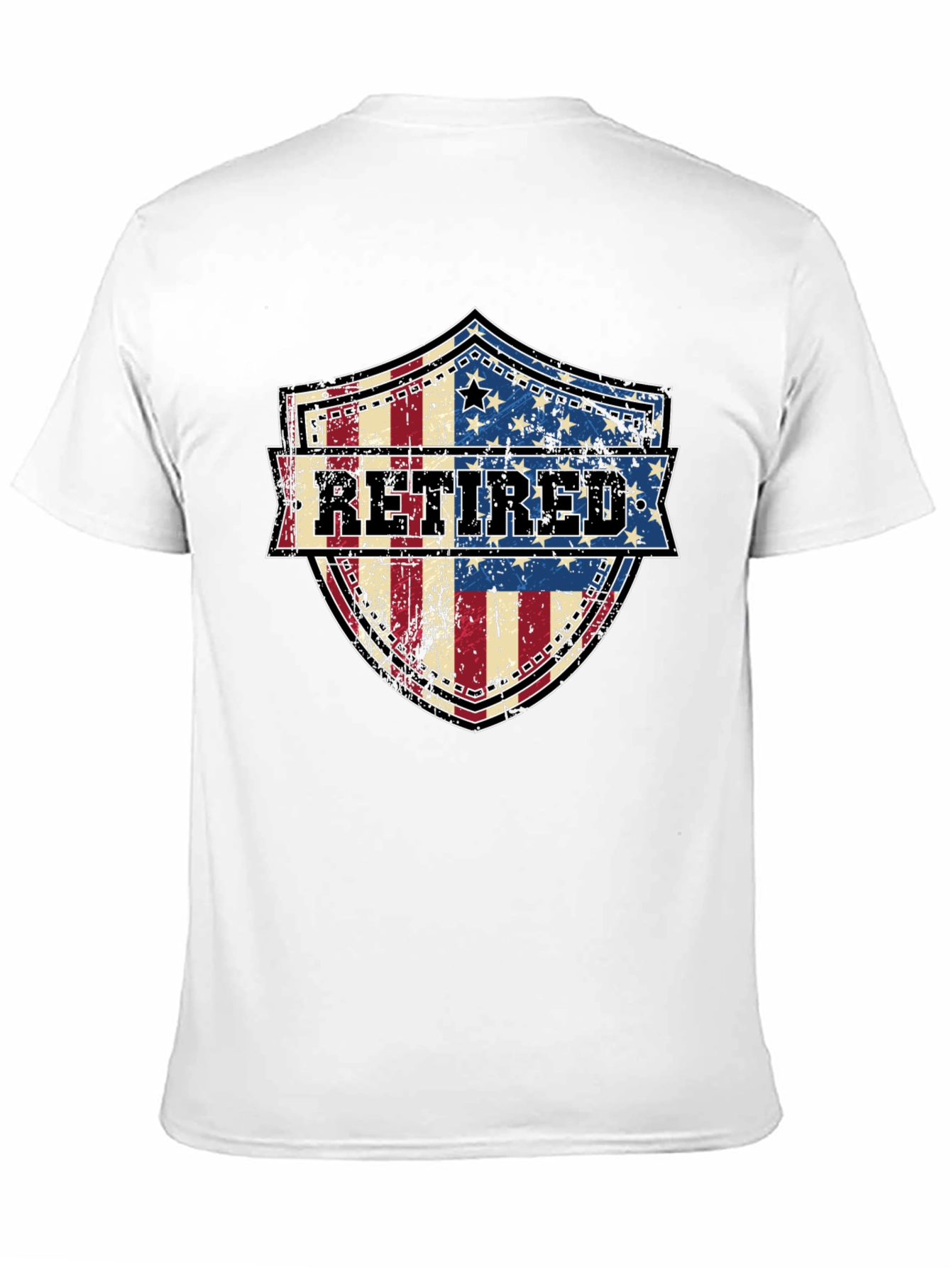 Black Retired American Flag Shield T-Shirt view 11