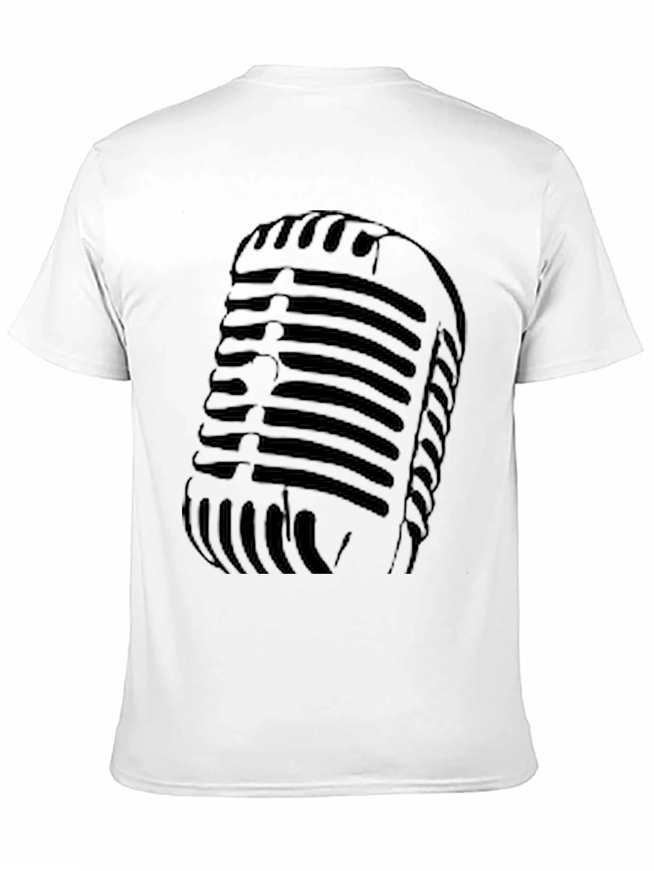 Black Vintage Microphone Graphic Tee - Retro Style Black T-Shirt view 11