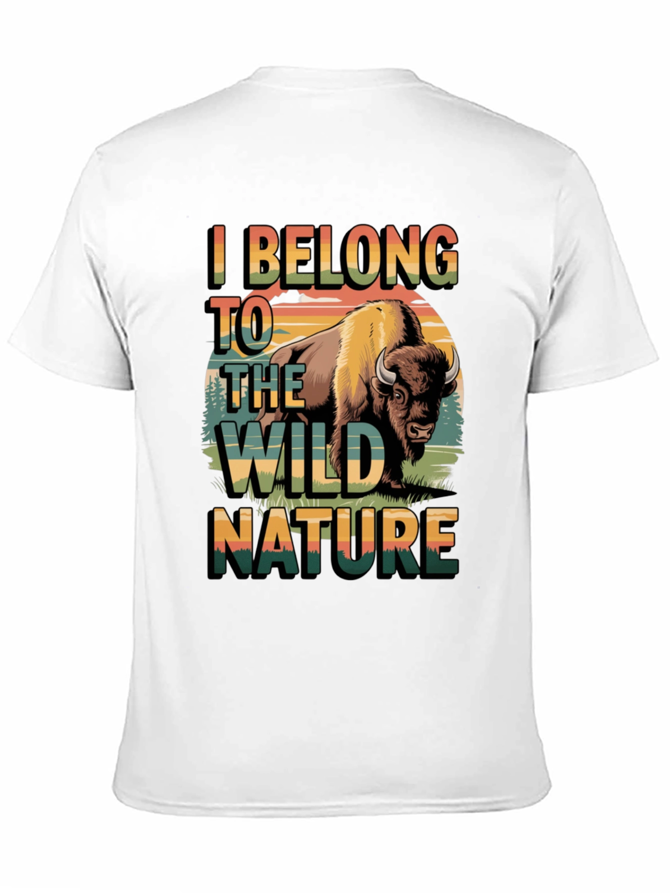 Black Wild Nature Bison Graphic Tee - Men's Black T-Shirt view 11