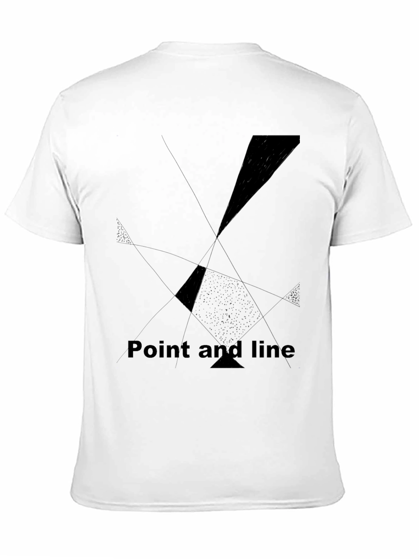 Black Abstract Geometric Black Tee - Point and Line Design view 11