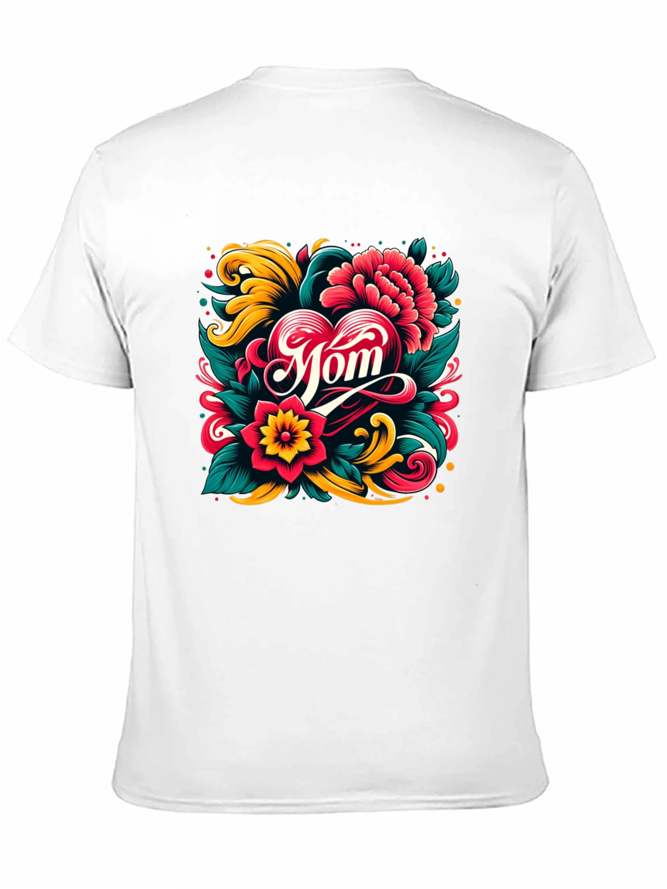 Black Mom Floral Heart Graphic Black T-Shirt view 11