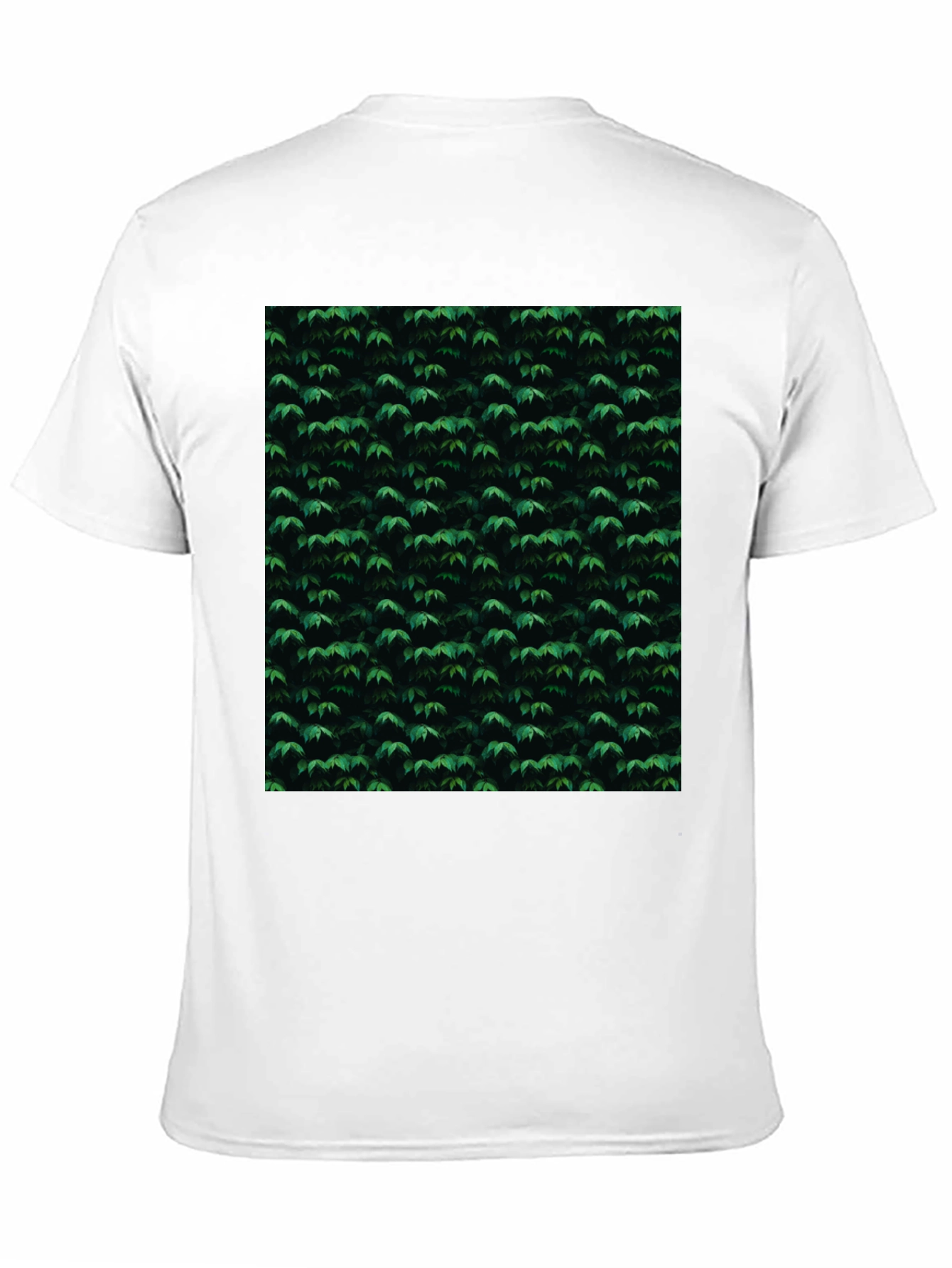 Black Stylish Black Tee with Green Leaf Pattern view 11